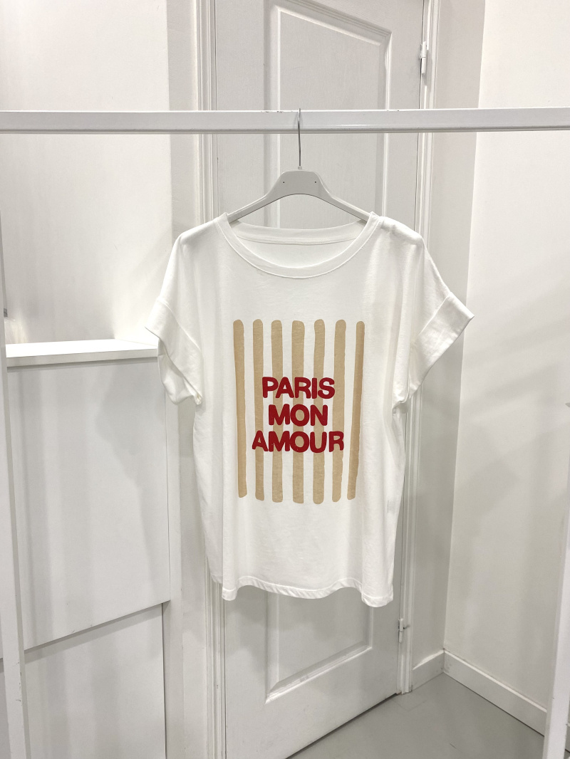 Grossiste NOS - T - shirt blanc avec motif "PARIS"