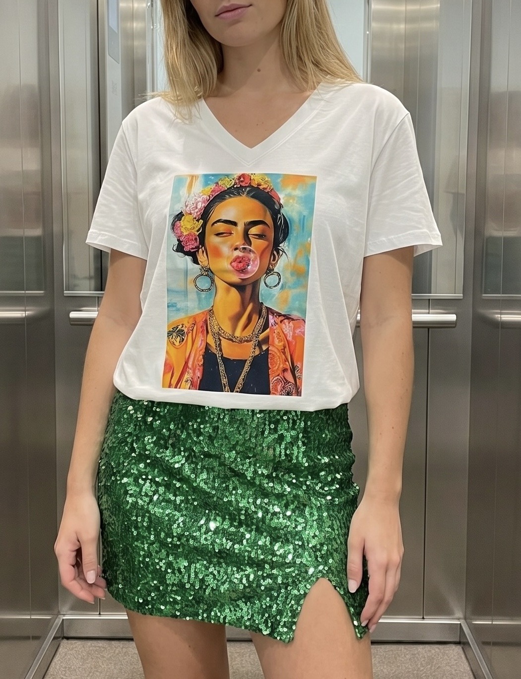 Großhändler NOS - Weißes T-Shirt mit Muster
