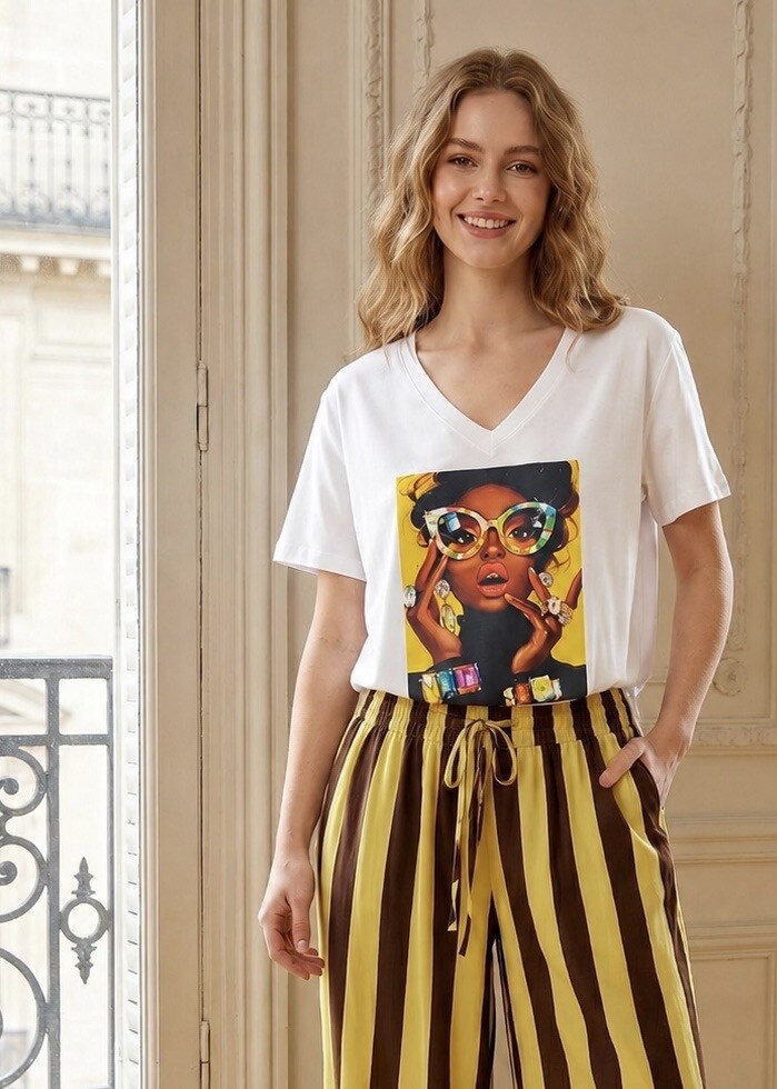 Großhändler NOS - Weißes T-Shirt mit Muster