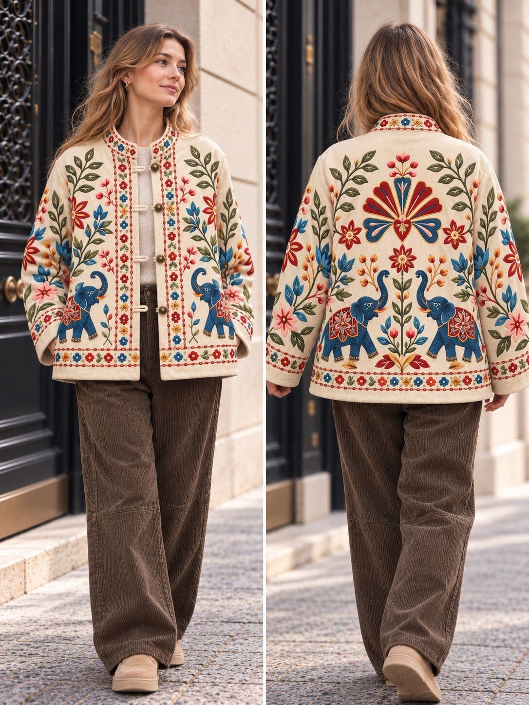 Großhändler NOS - Gesteppte Jacke mit Blumenmuster