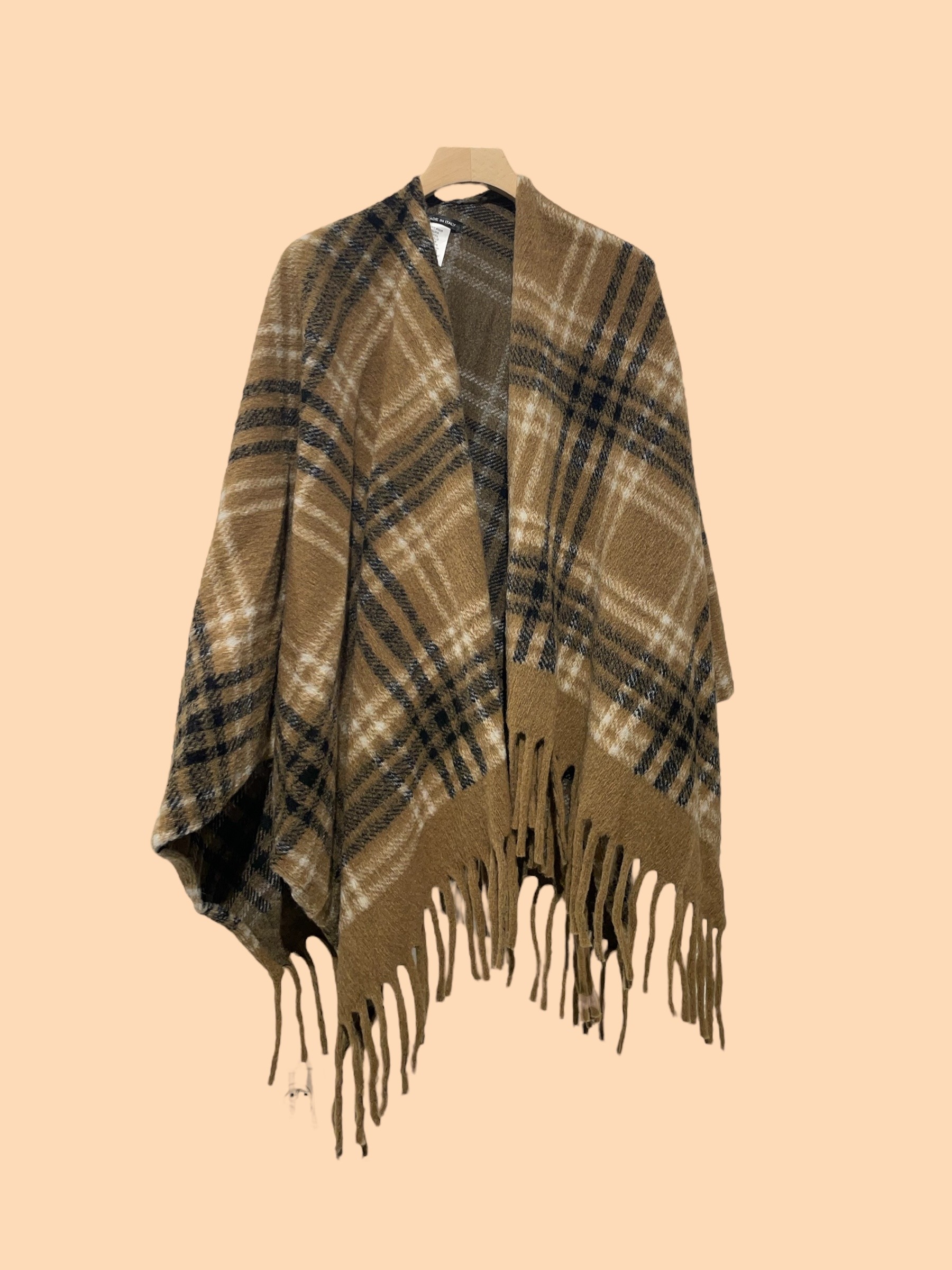 Grossista NOTA BENE - Poncho a Quadri – Finitura con Frange