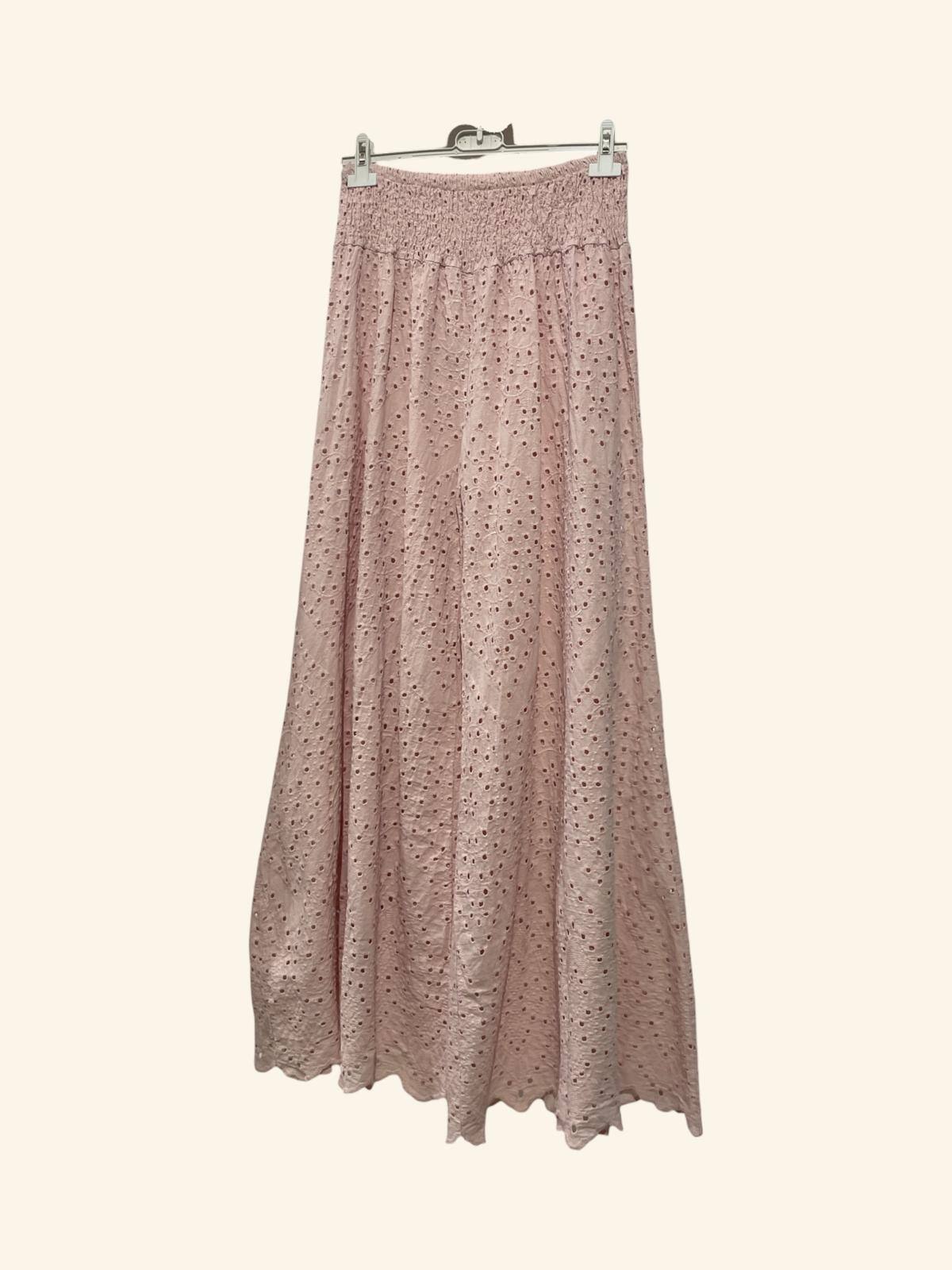 Grossiste NOTA BENE - Pantalon Large en Broderie – Coupe Palazzo & Taille Haute Élastiquée
