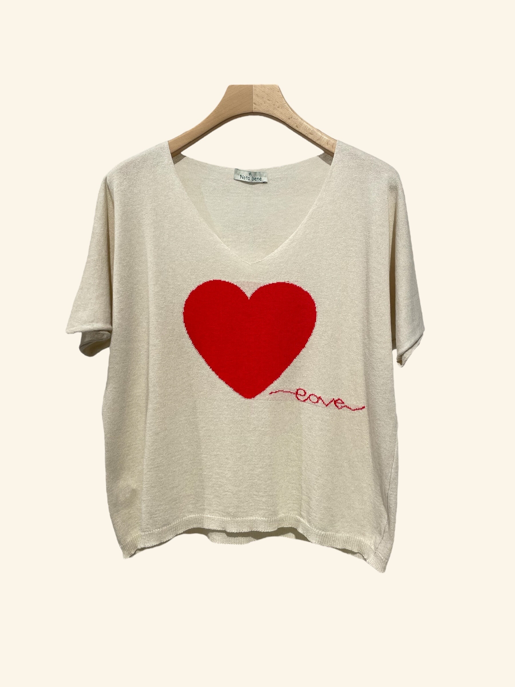 Grossista NOTA BENE - Manica corta maglione leggera, con il cuore
