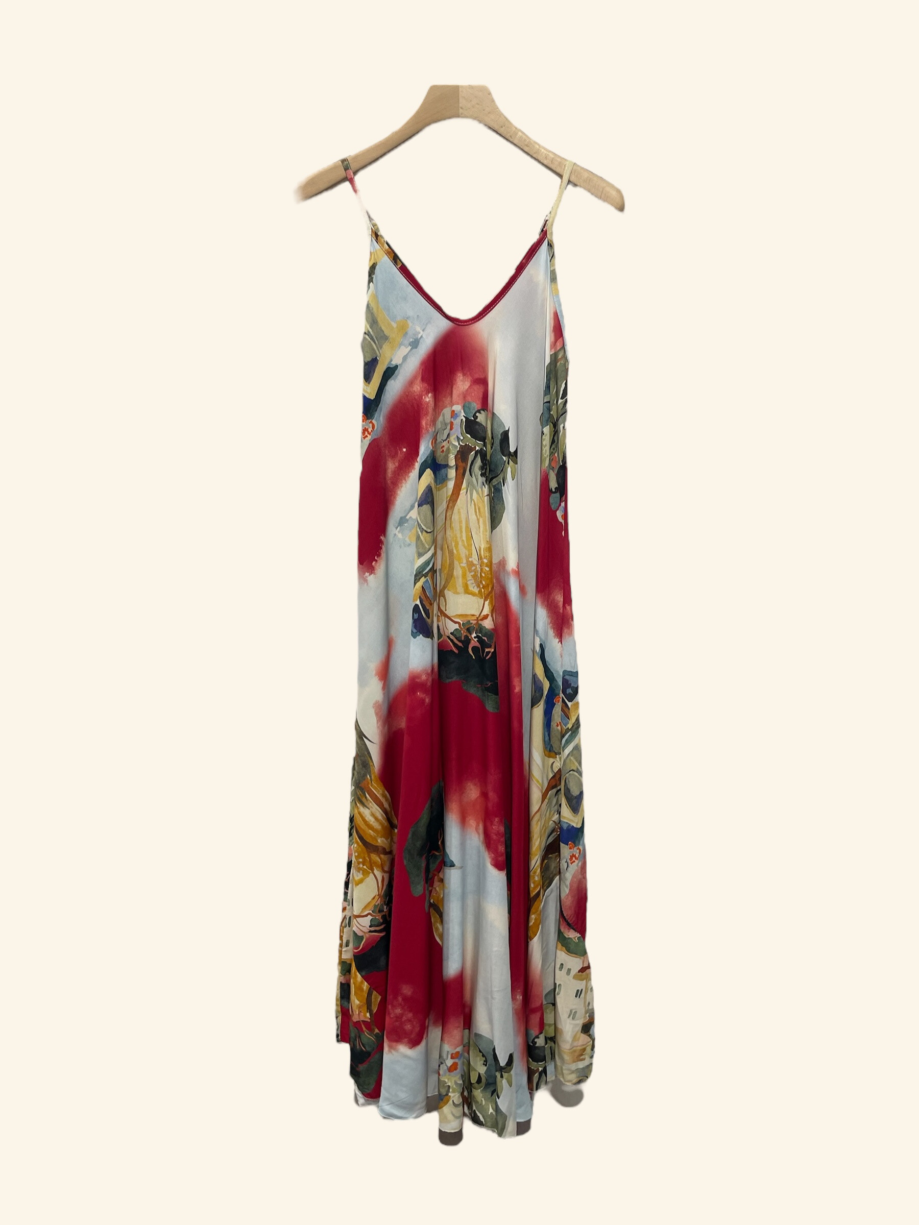 Wholesaler NOTA BENE - Long Strappy Dress - Artist Seaside Print - 100% Viscose