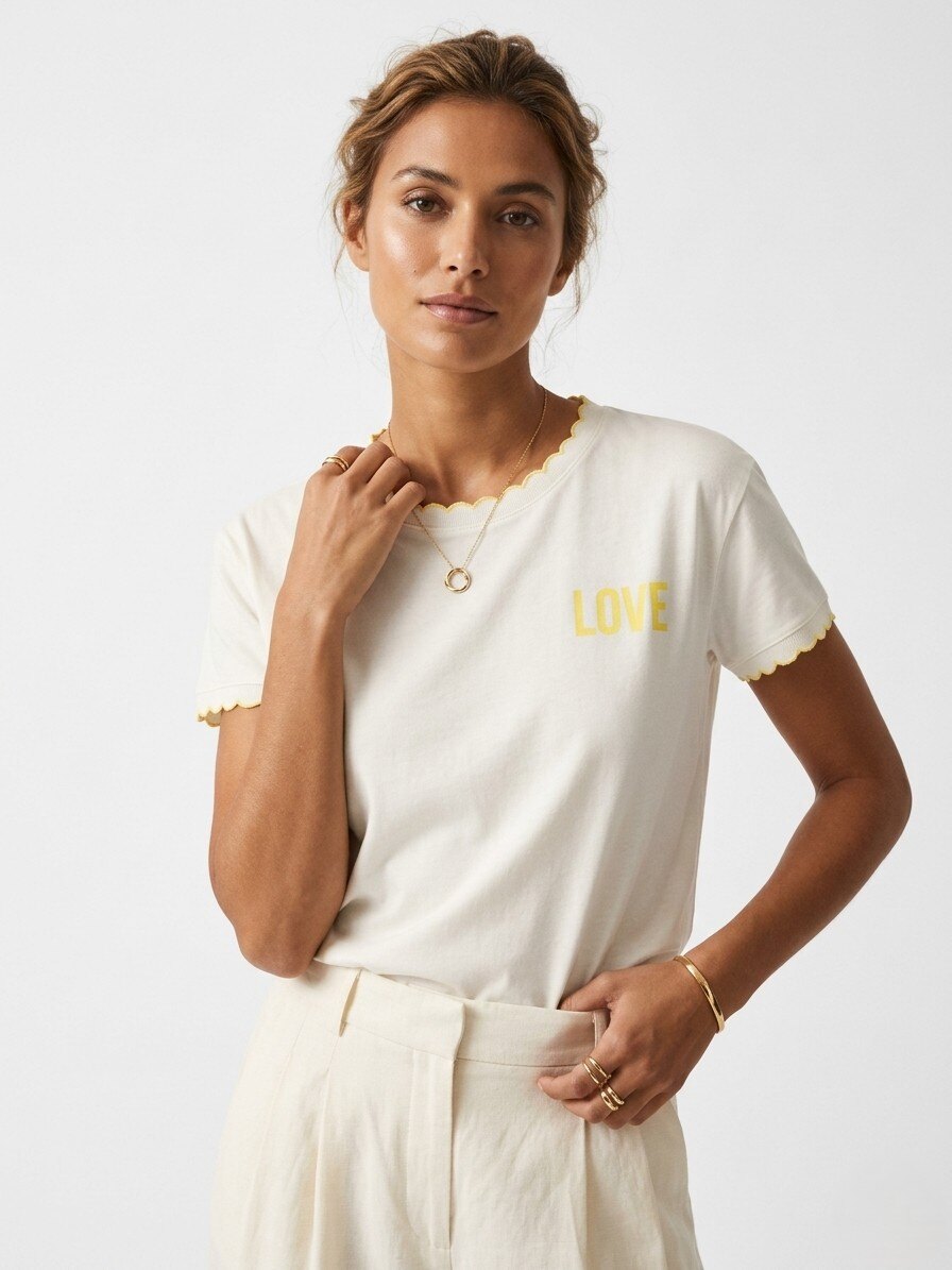 Grossiste NOTA BENE - T-shirt LOVE – Finitions Festonnées