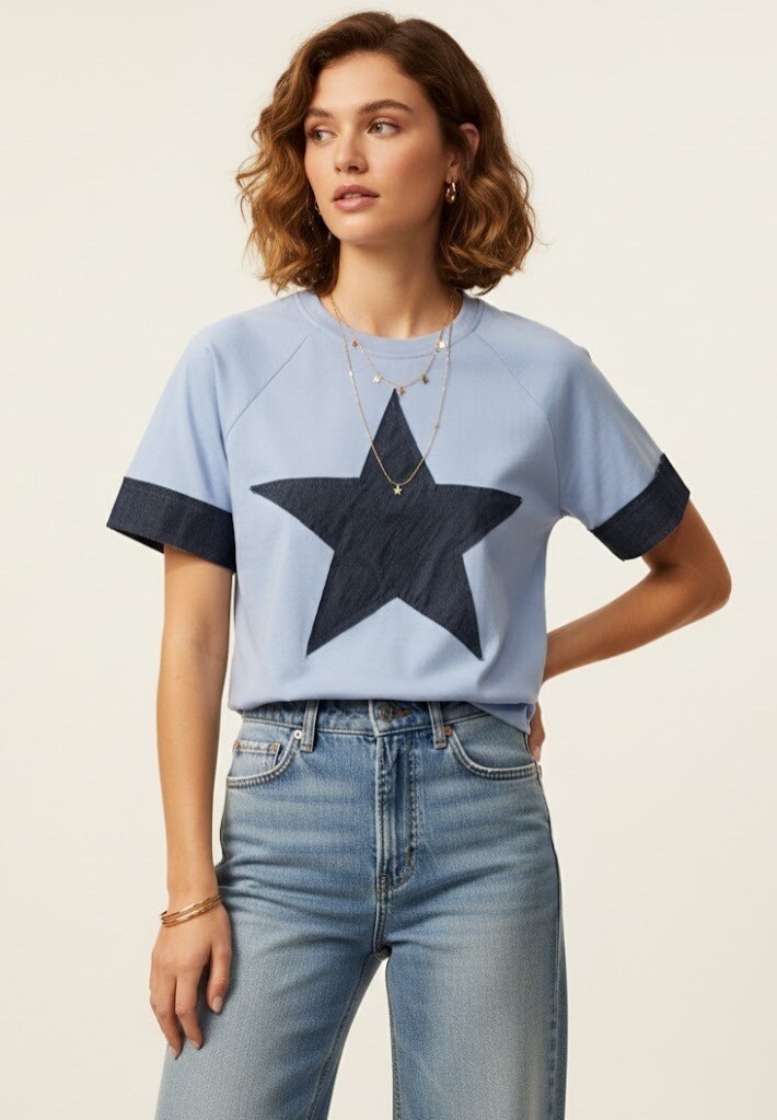 Mayorista NOTA BENE - Camiseta de la estrella de mezclilla