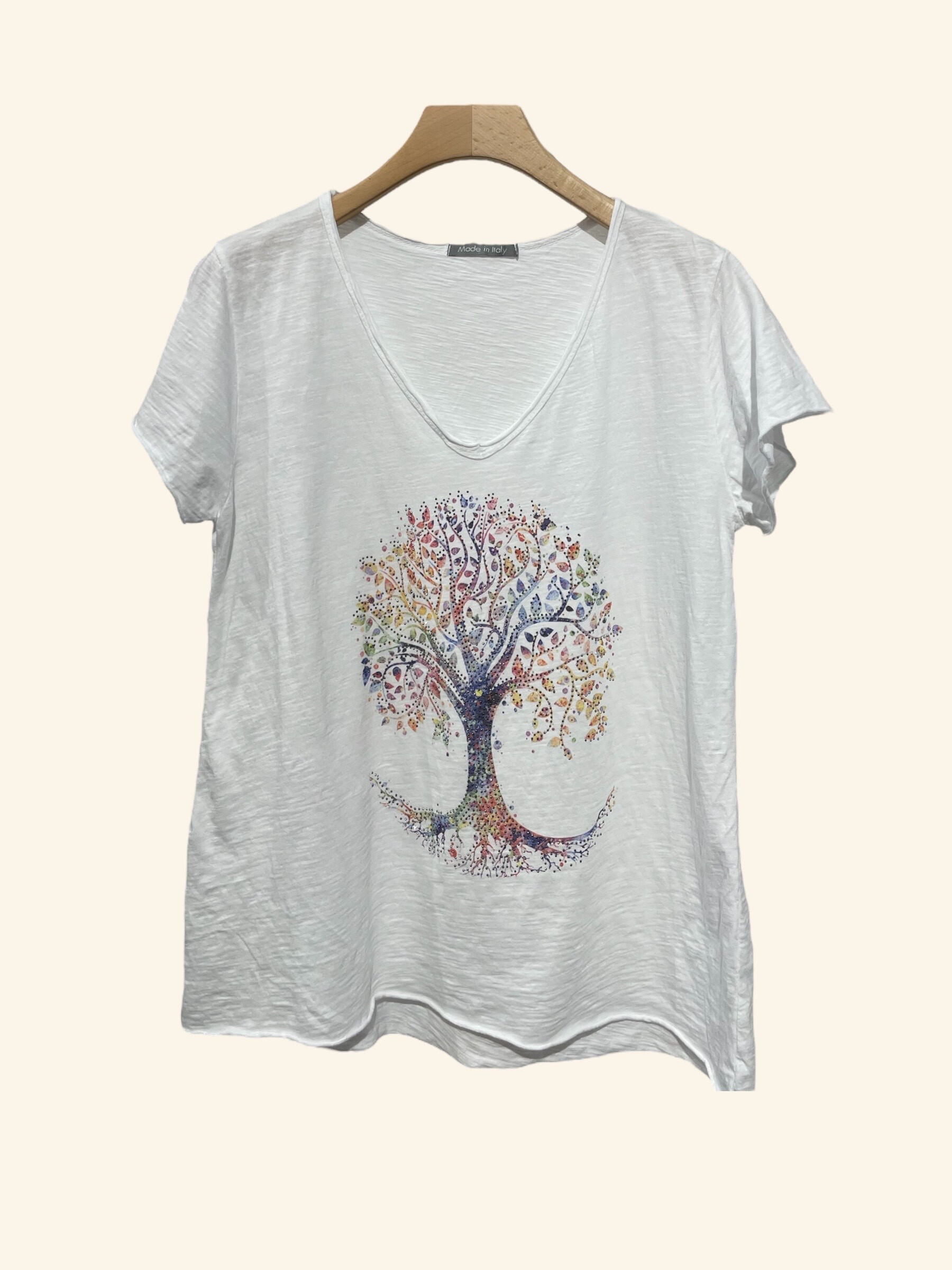 Mayorista NOTA BENE - Camiseta con cuello en V estampada con strass