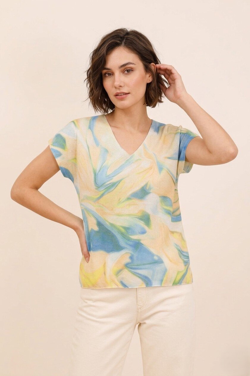 Wholesaler NOTA BENE - Printed V-Neck Top
