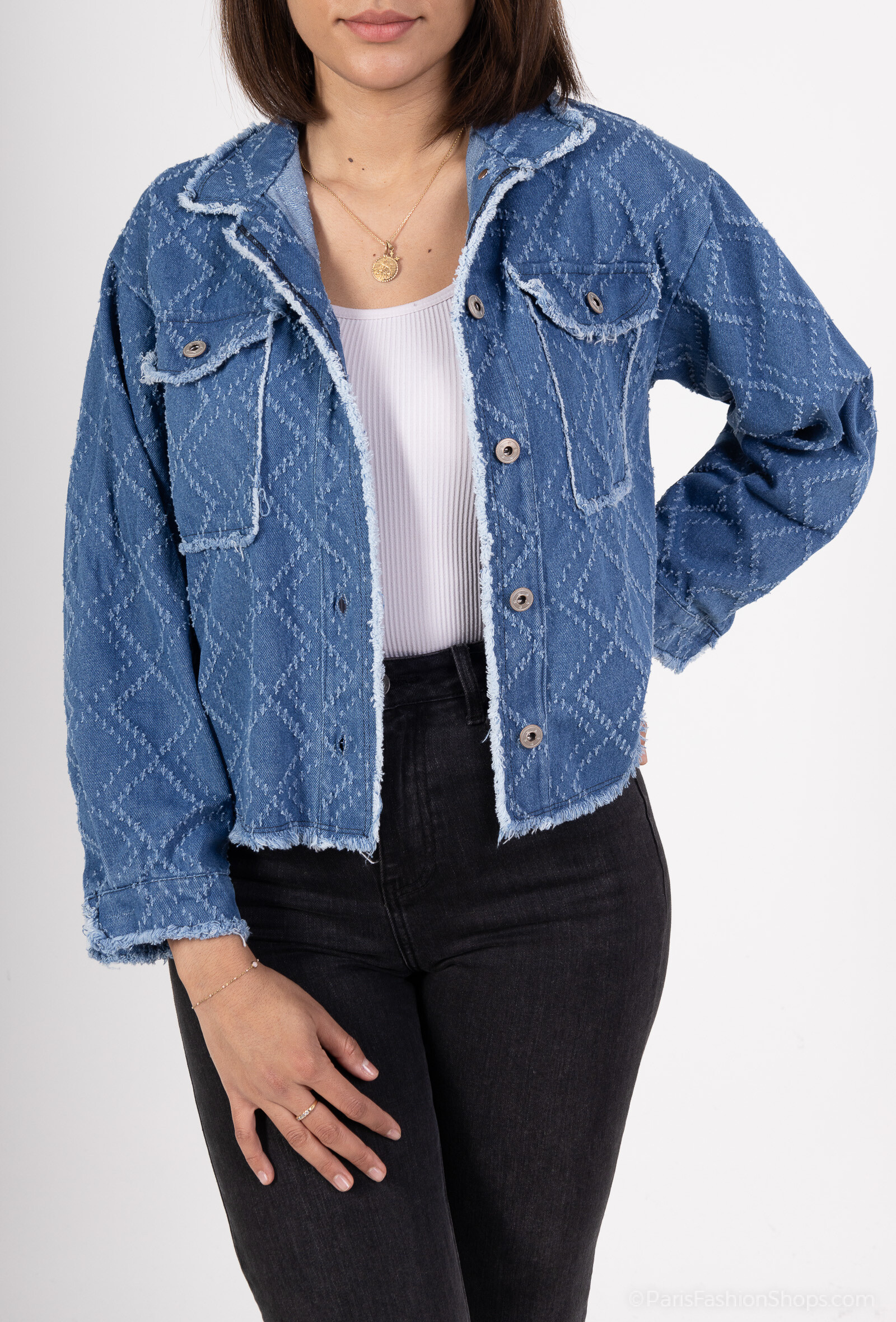 Großhändler NOTA BENE - Kurze, zerrissene Jeansjacke