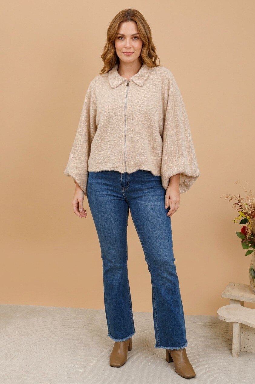 Mayorista NOTA BENE - Chaqueta corta con cremallera y mangas murciélago