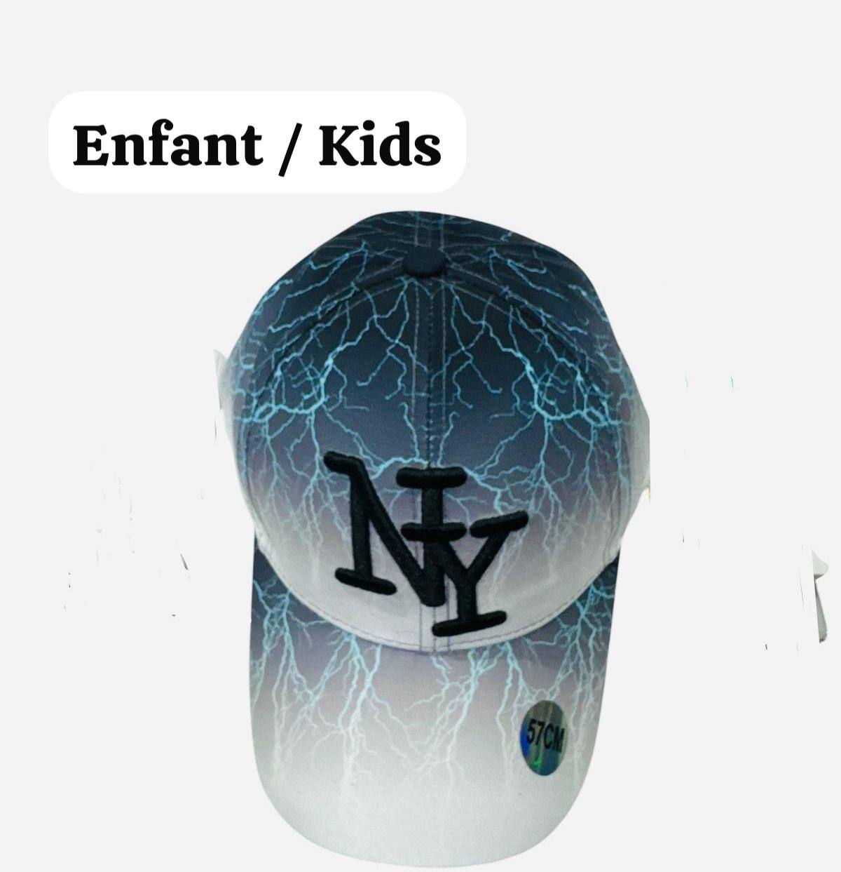 Großhändler NY - Kinder NY Kappe elektrisch grau schwarz blau schwarzes Logo