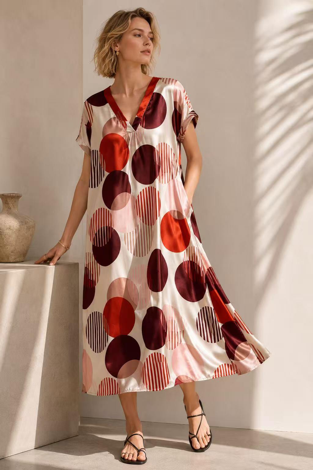 Wholesaler O.TD - Dress with geometric print sleeves