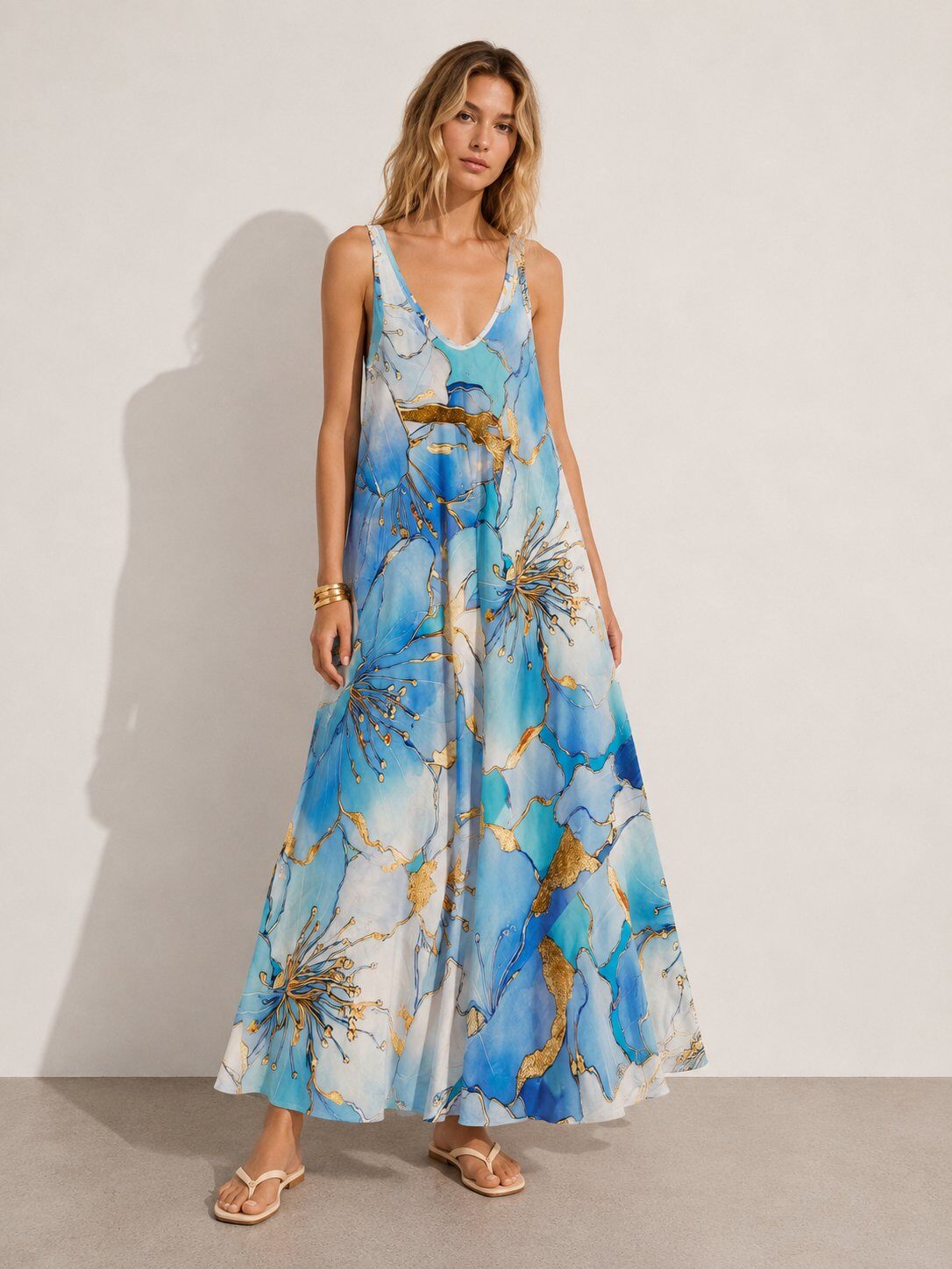 Mayorista O.TD - Vestido largo con estampado floral