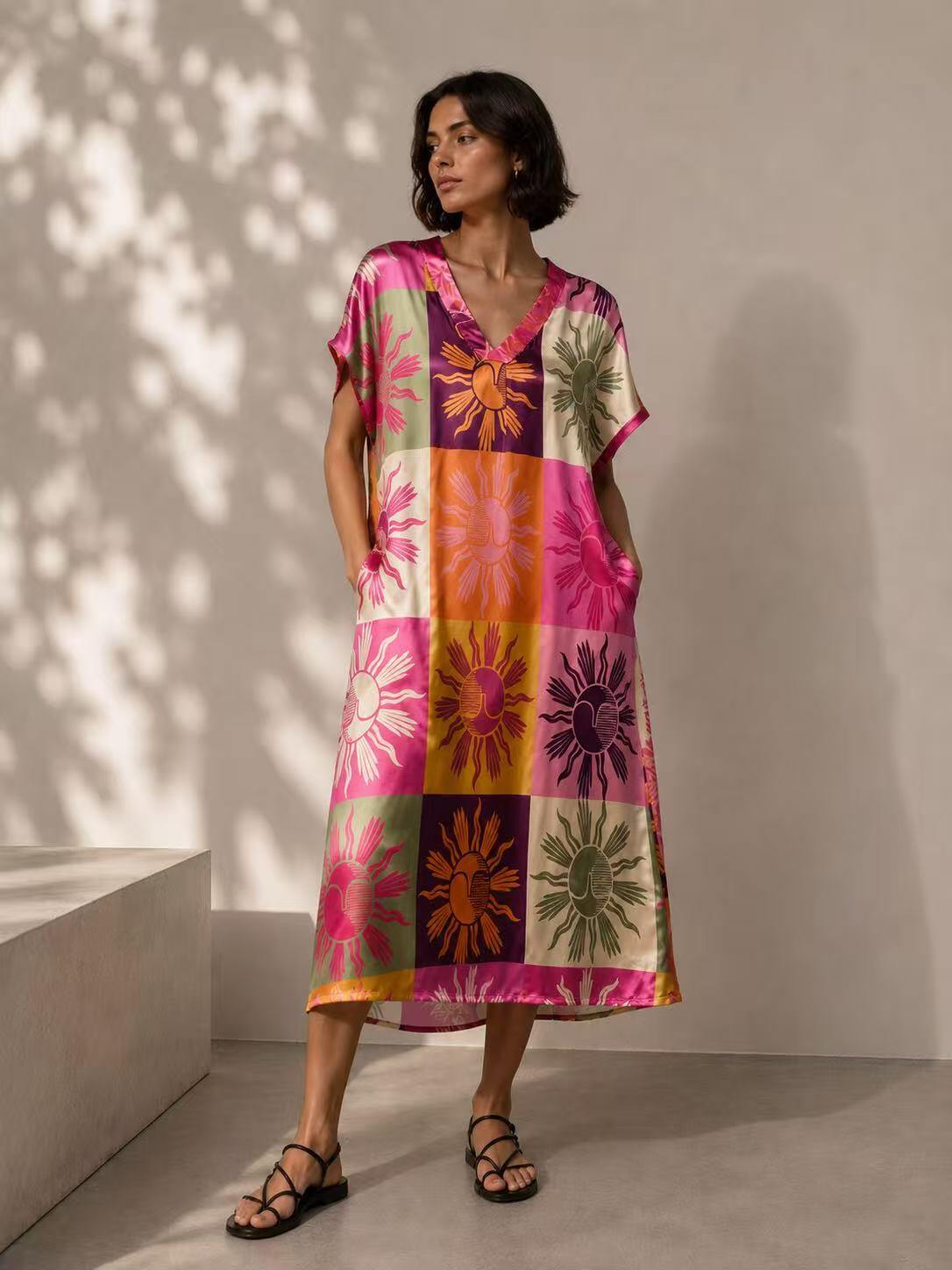 Wholesaler O.TD - Dress with sun print sleeves