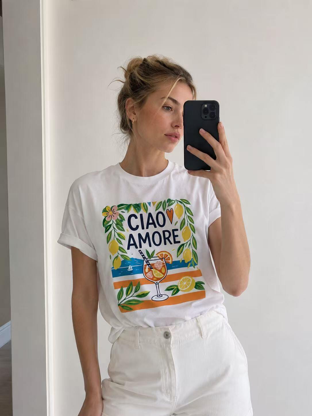 Mayorista O.TD - Camiseta con estampado de limón y spritz