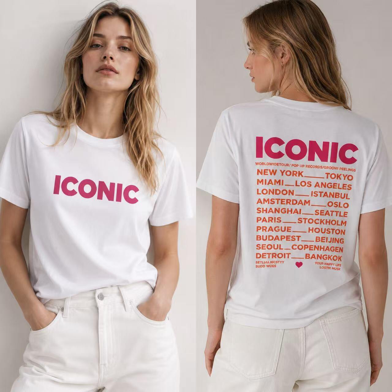 Mayorista O.TD - Camiseta con estampado icónico frontal y trasero