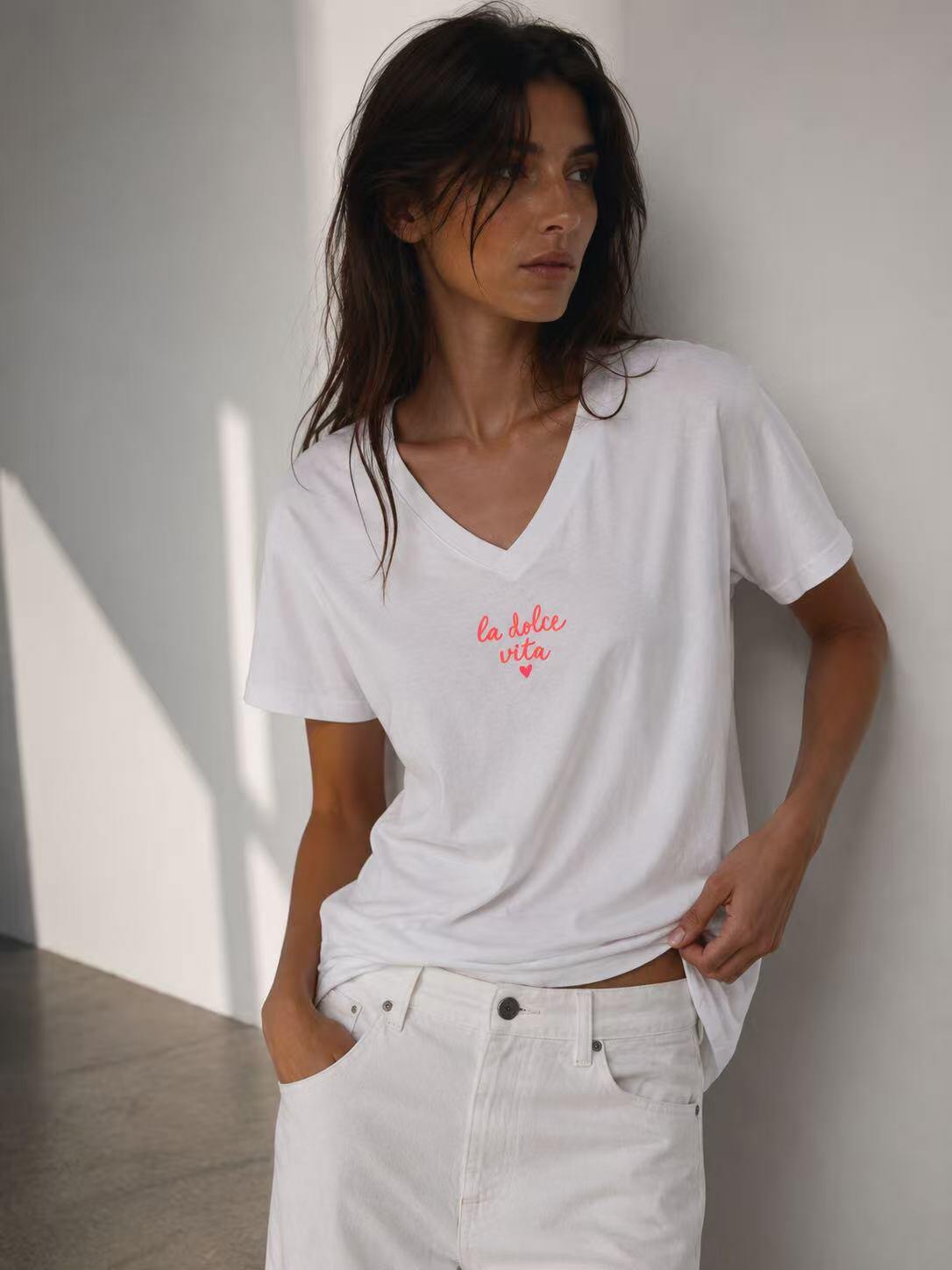 Großhändler O.TD - V-Ausschnitt T-Shirt mit Druck