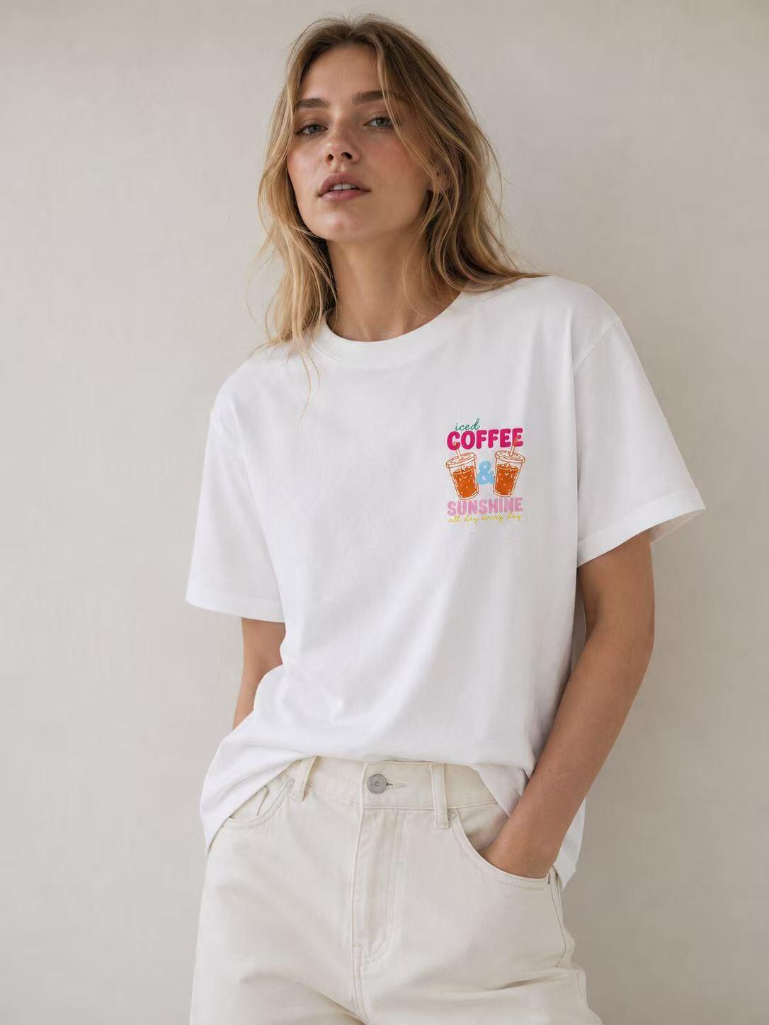 Wholesaler O.TD - T-shirt with coffee print front and back