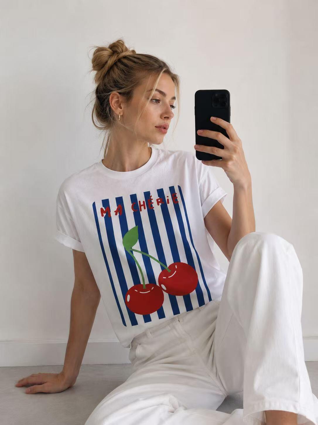Mayorista O.TD - Camiseta con estampado de cereza