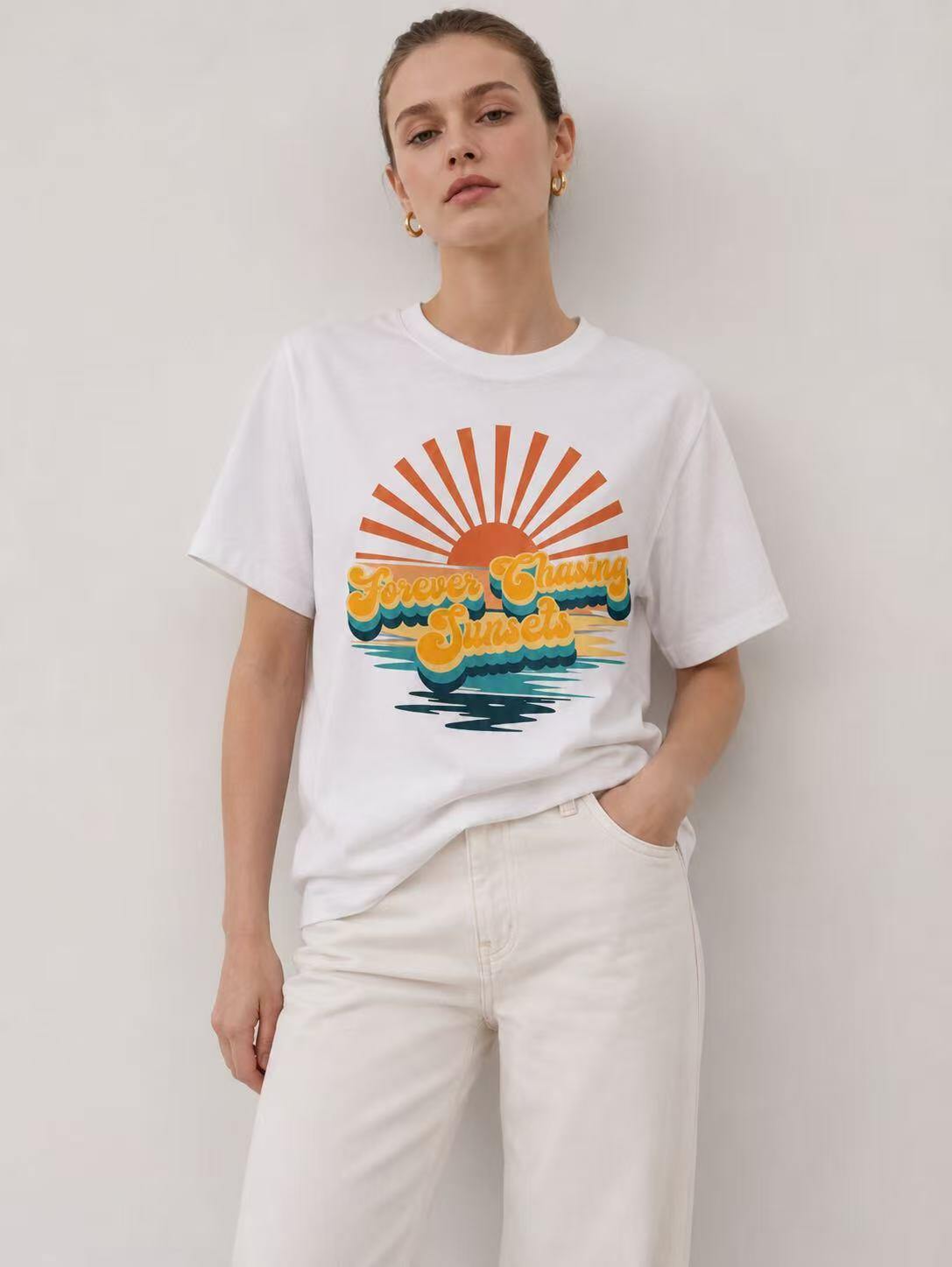 Mayorista O.TD - Camiseta con estampado de sol