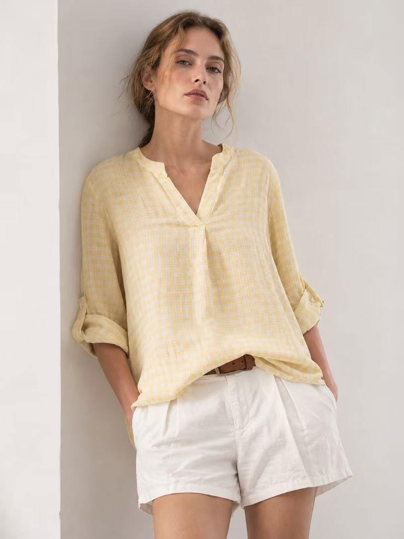 Mayorista O.TD - Top de doble gasa con estampado de rayas