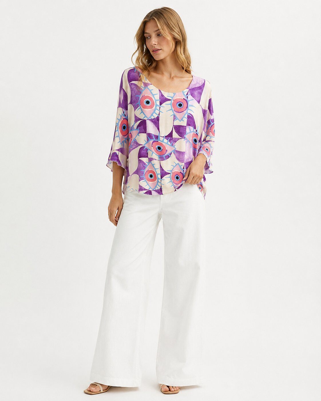 Wholesaler O.TD - Vagliere silk top with printed short sleeves