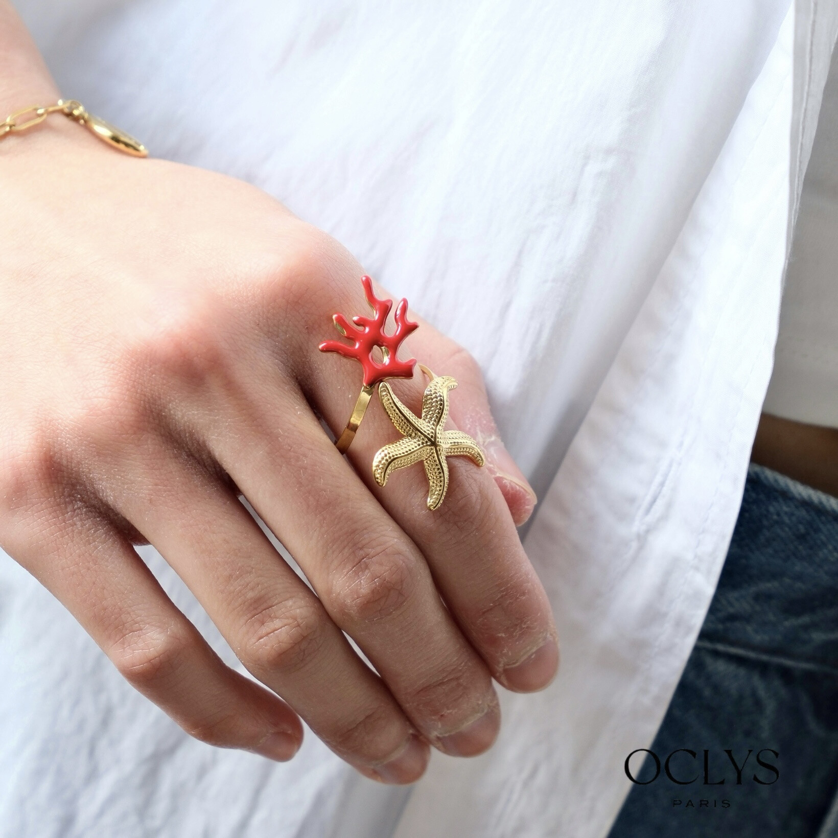Wholesaler OCLYS - Sun necklace y golden golden steel chain Iria