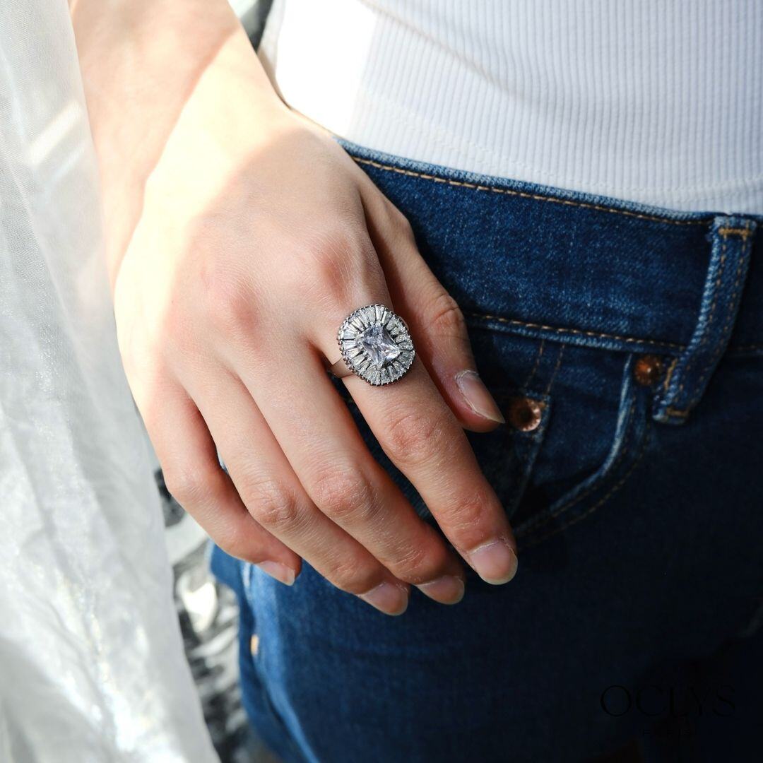 Wholesaler OCLYS - Fanny Silver Stainless Steel Rhinestone Ring