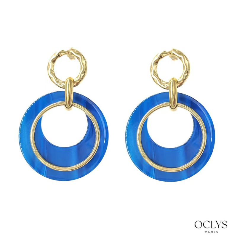 Wholesaler OCLYS - Stainless steel earrings with Kita resin circle