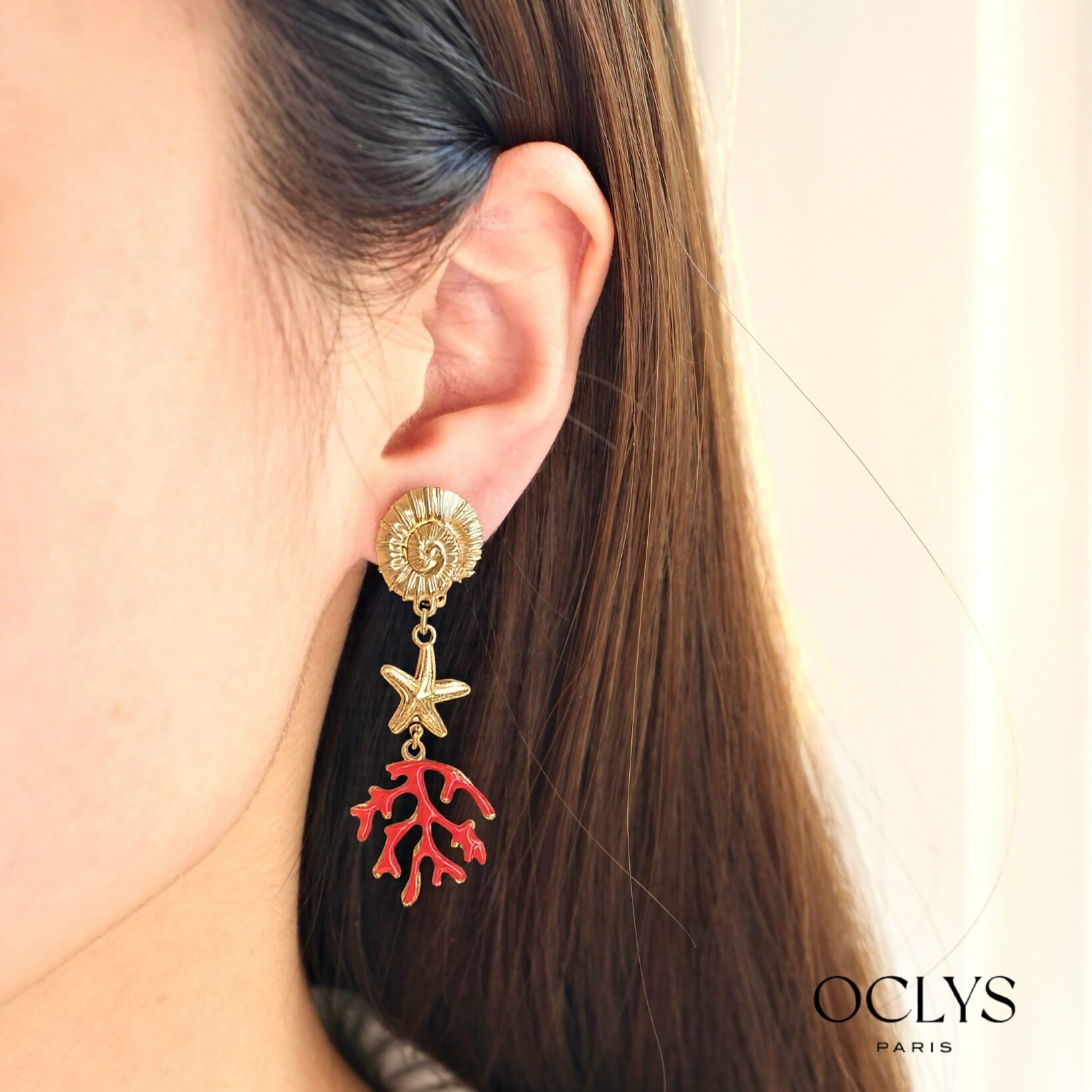 Wholesaler OCLYS - Sun necklace y golden golden steel chain Iria