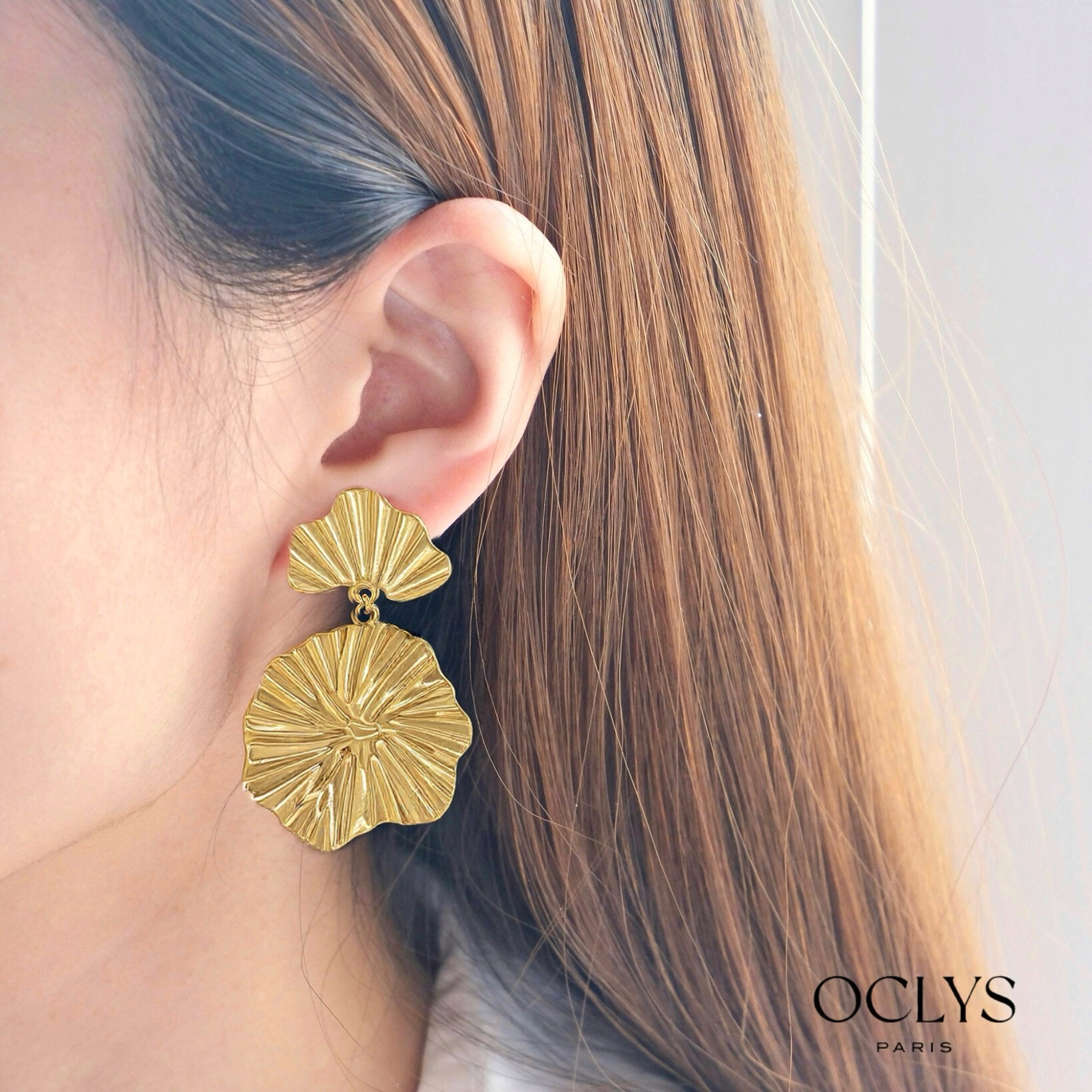 Wholesaler OCLYS - Sun necklace y golden golden steel chain Iria