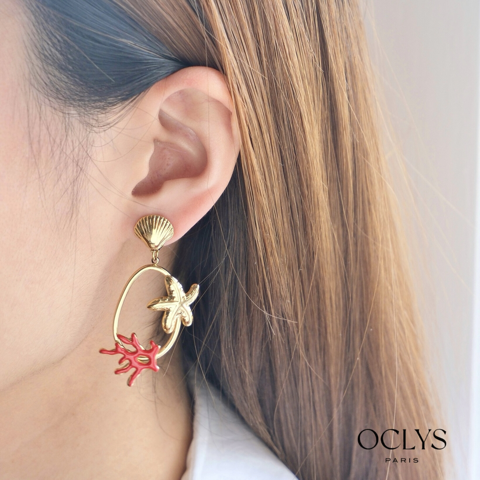 Wholesaler OCLYS - Sun necklace y golden golden steel chain Iria