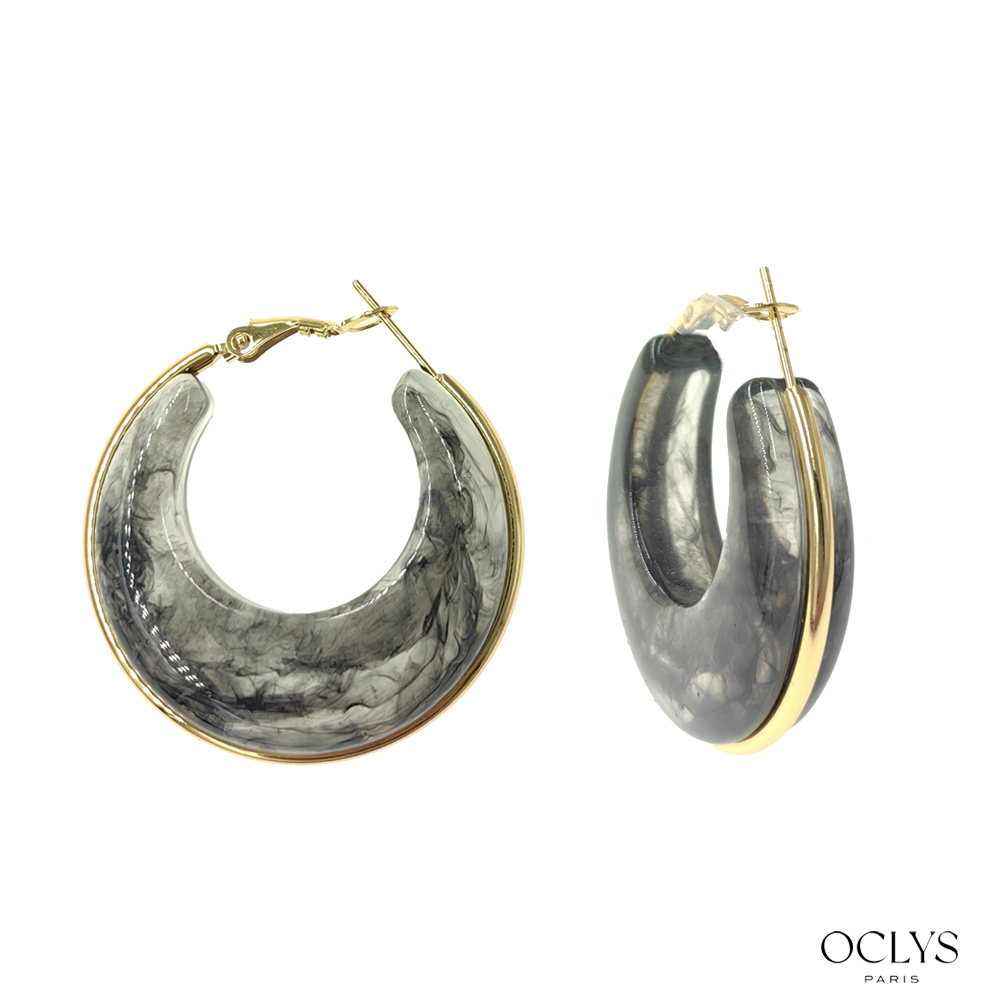 Wholesaler OCLYS - Gold stainless steel resin hoop earrings