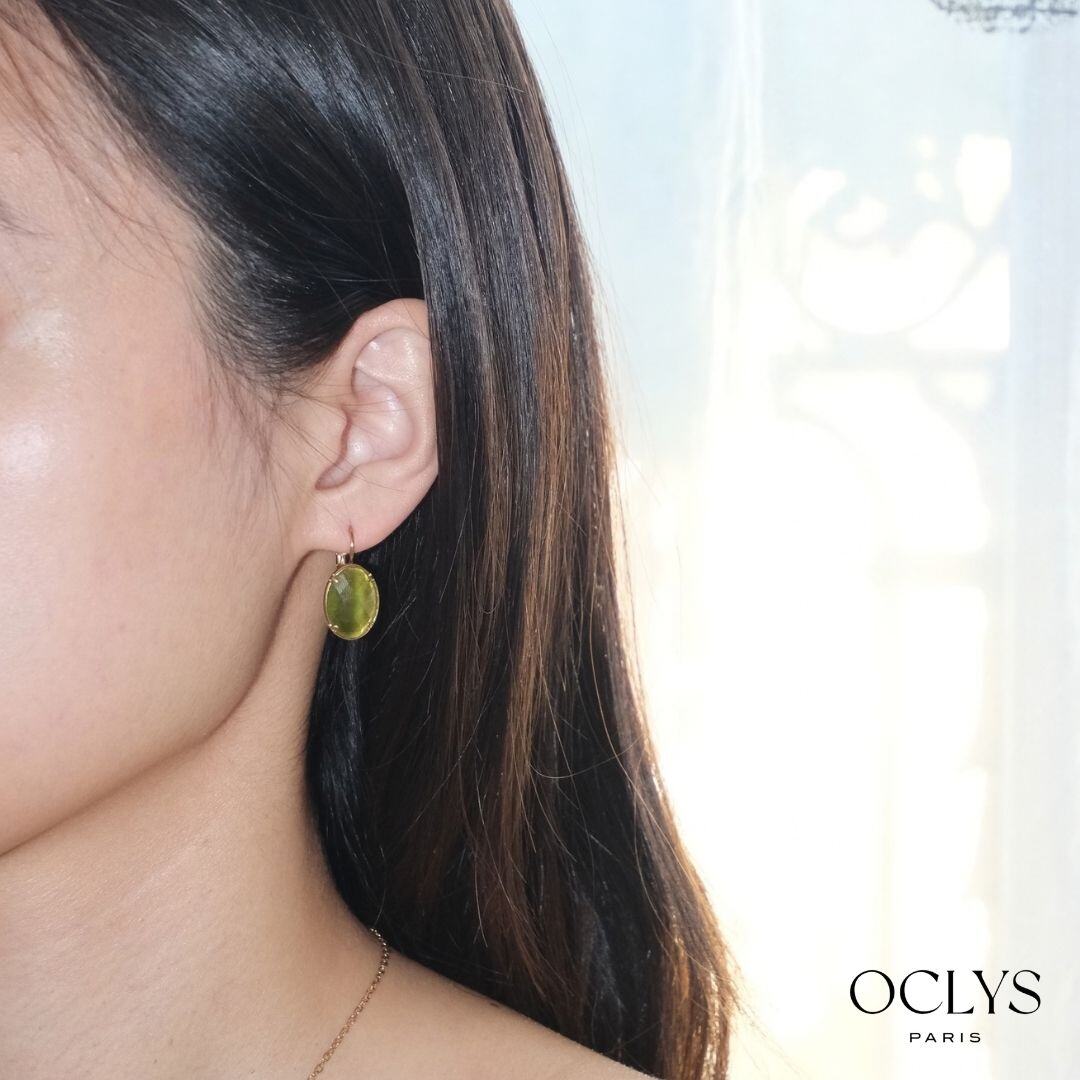 Mayorista OCLYS - Aros de acero inoxidable dorado ojo de gato Carla