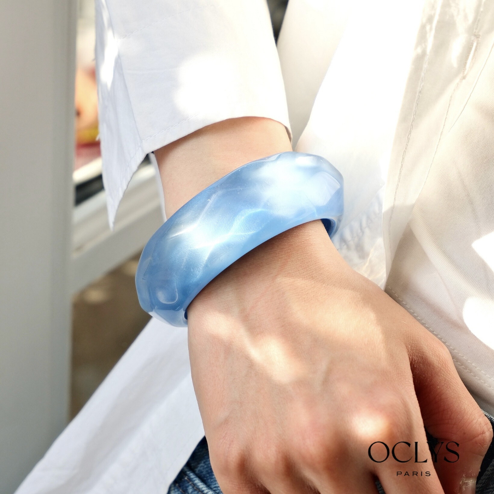 Wholesaler OCLYS - Thick jonc bracelet transparent resin sirene diuli