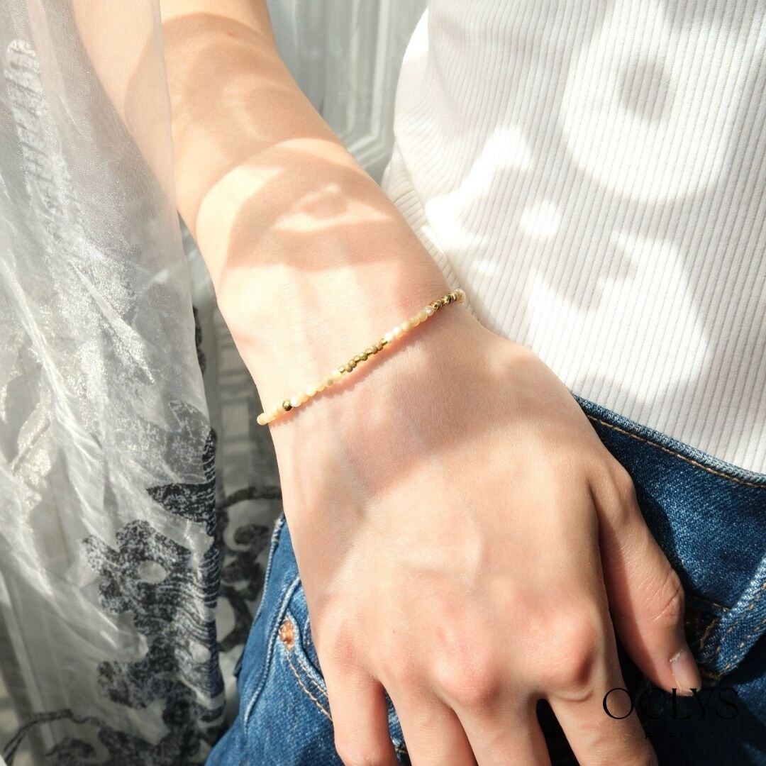 Grossiste OCLYS - Bracelet pierres naturelles acier inoxydable doré Auri