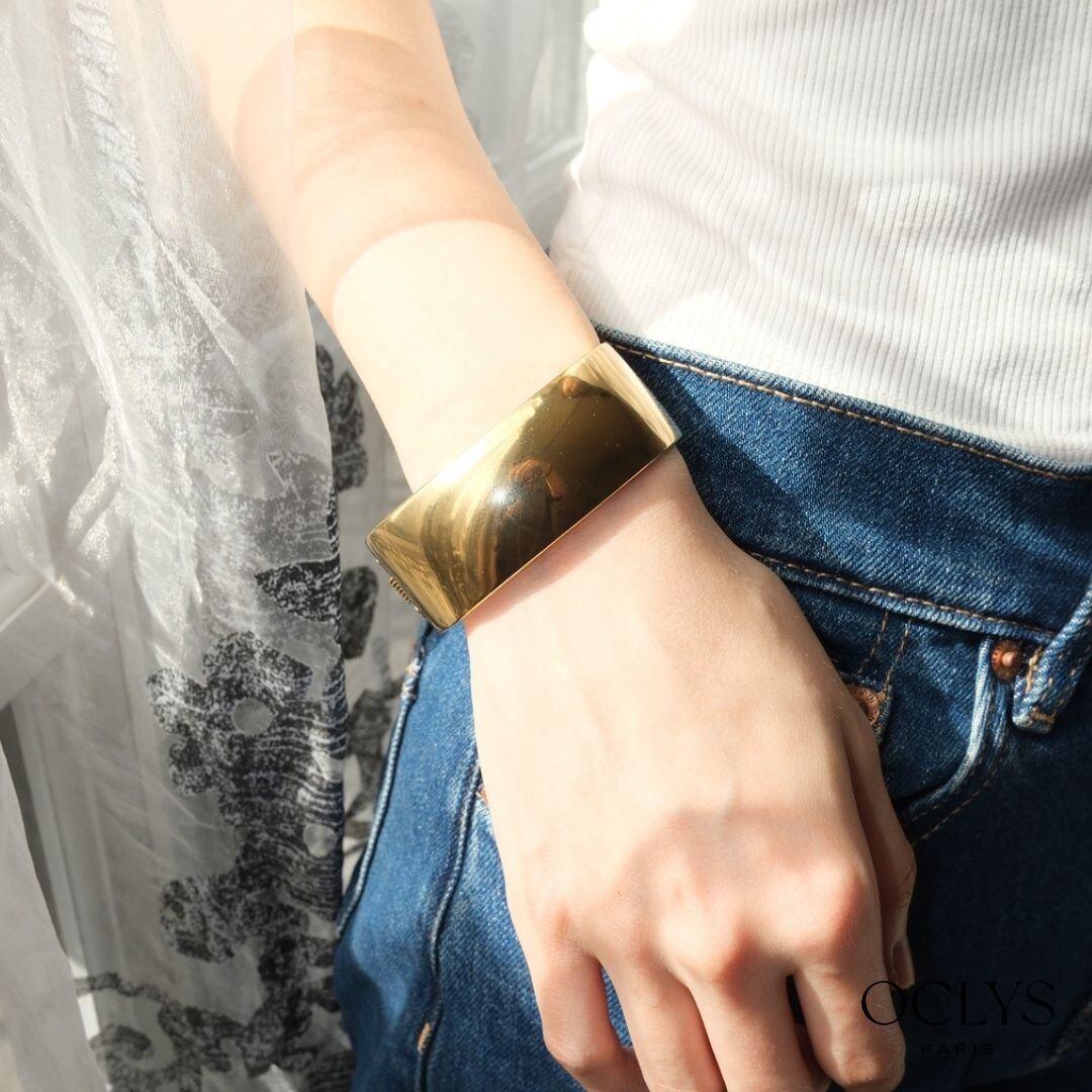 Grossiste OCLYS - Bracelet jonc acier inoxydable doré Selina