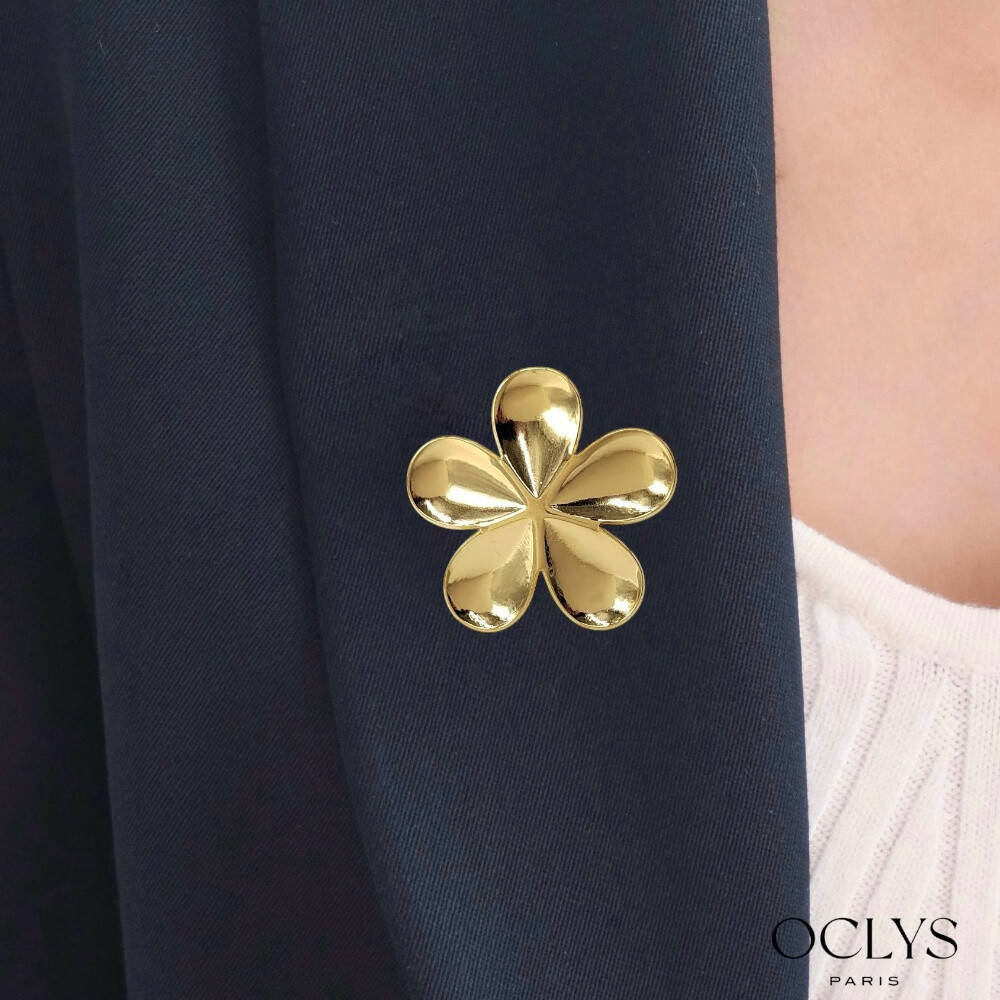 Wholesaler OCLYS - Fauna stainless steel pearl leaf brooch