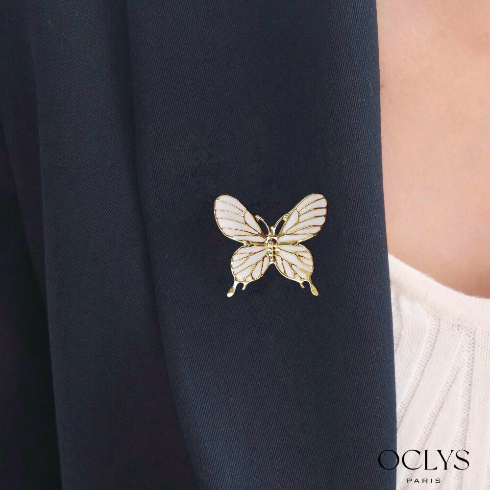 Wholesaler OCLYS - Fauna stainless steel pearl leaf brooch