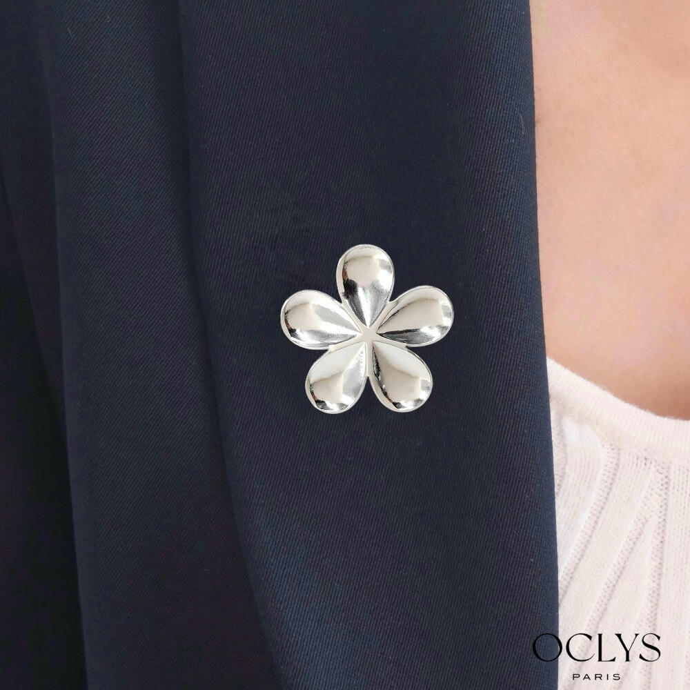 Wholesaler OCLYS - Fauna stainless steel pearl leaf brooch
