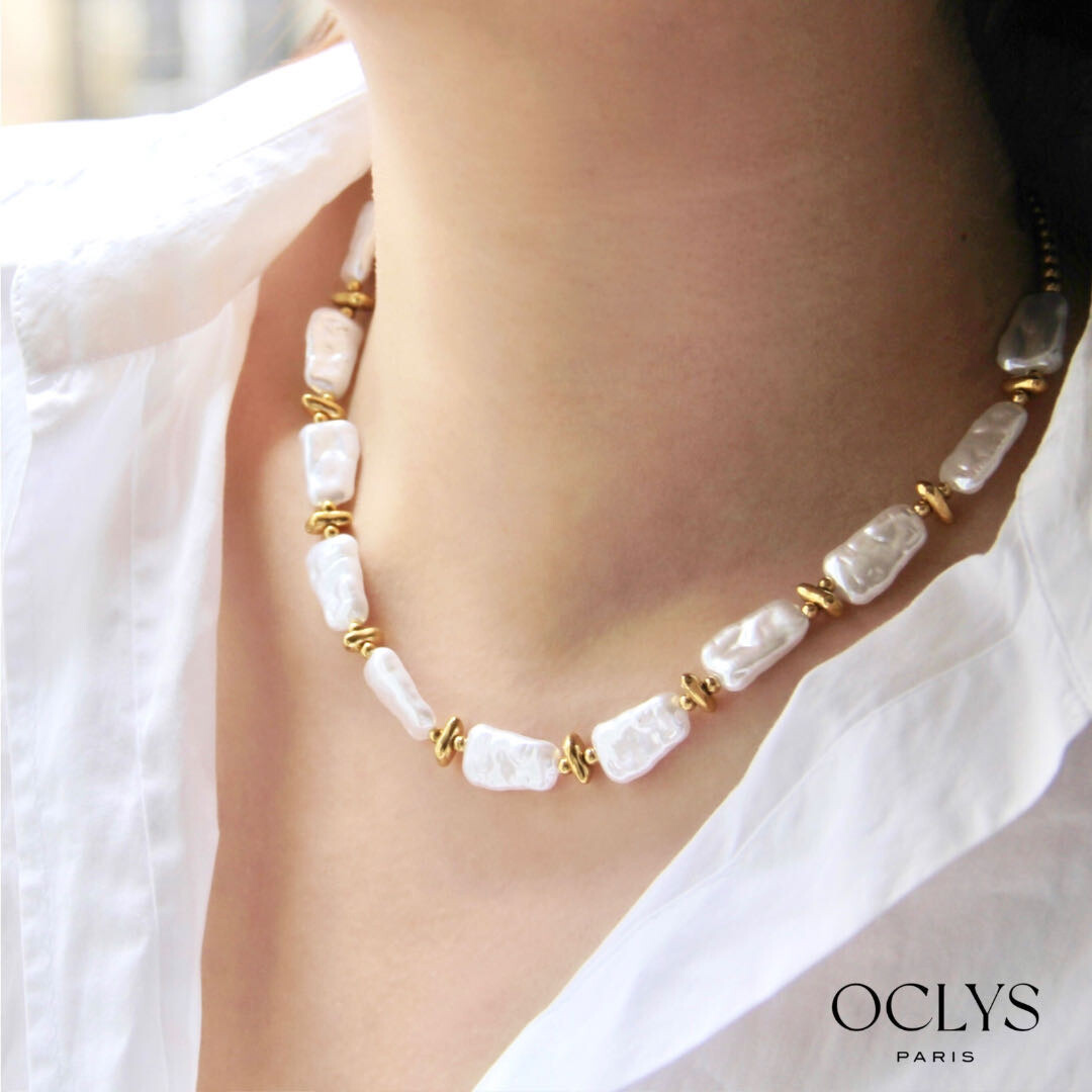 Mayorista OCLYS - Collar con perla de acero Ariel