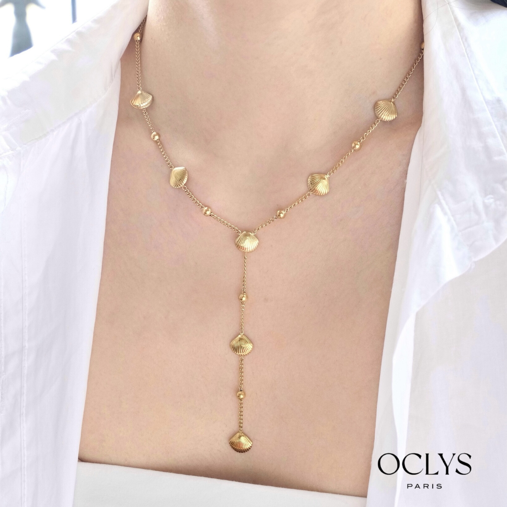 Wholesaler OCLYS - Sun necklace y golden golden steel chain Iria