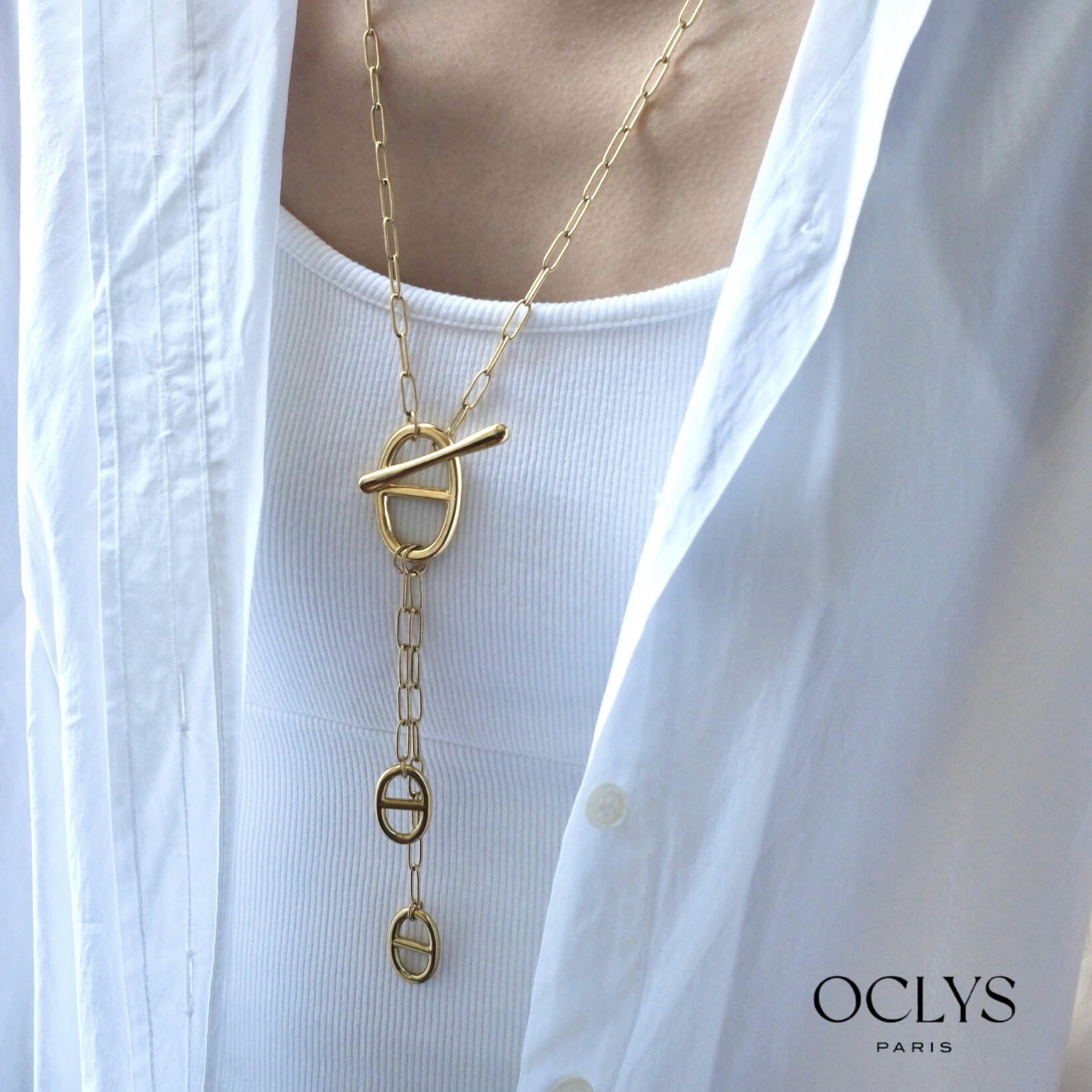 Wholesaler OCLYS - Sun necklace y golden golden steel chain Iria