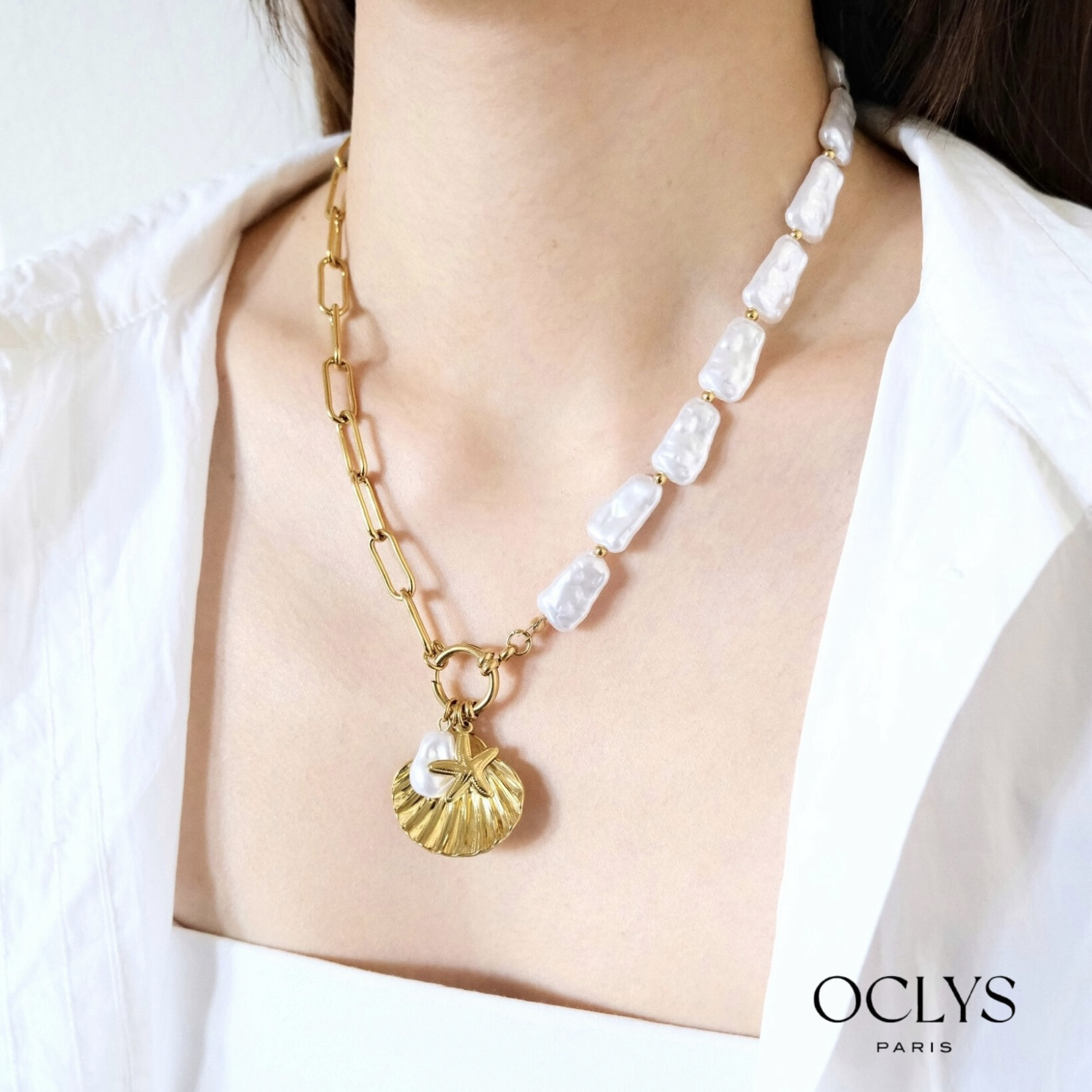 Wholesaler OCLYS - Sun necklace y golden golden steel chain Iria