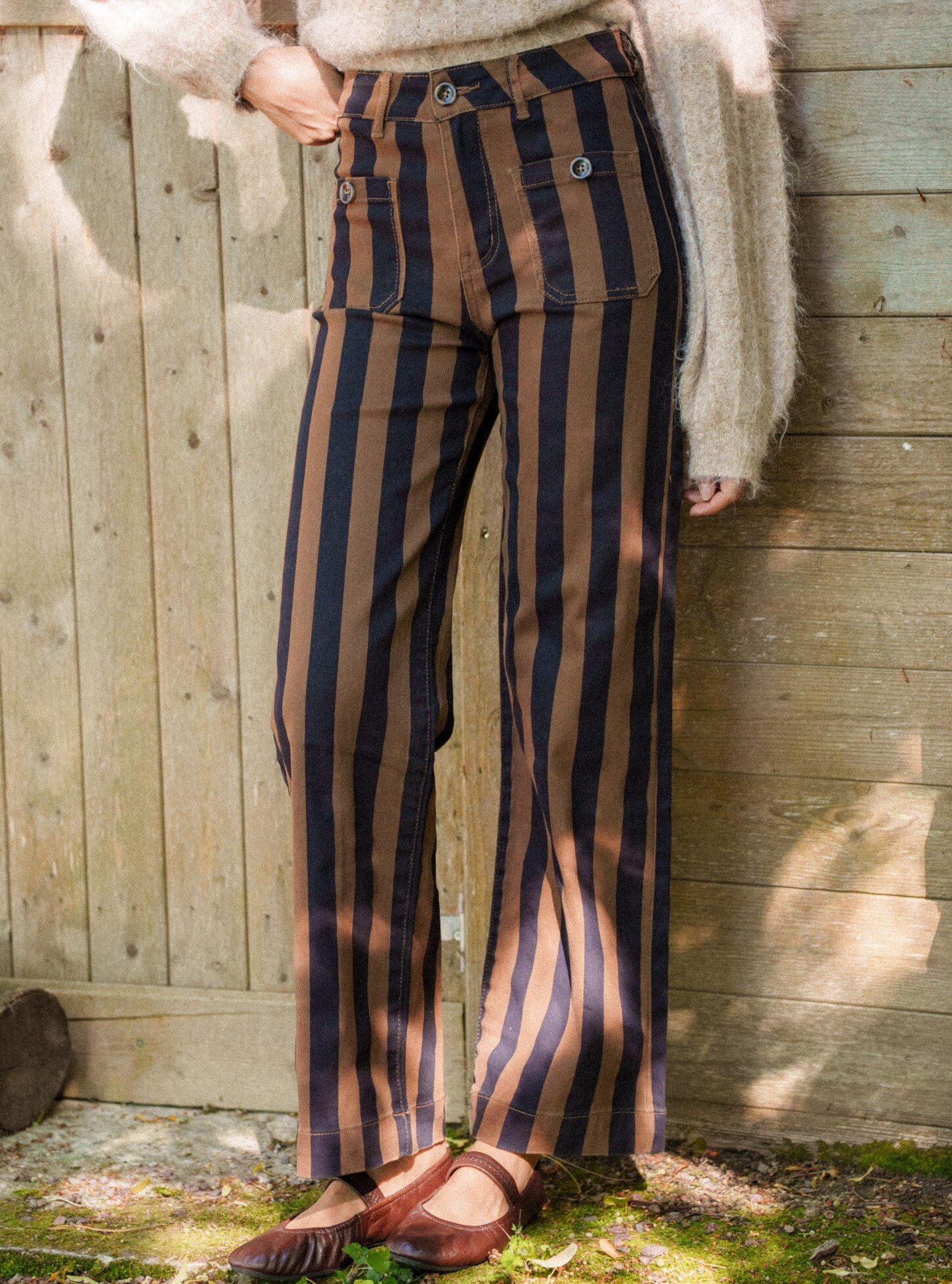 Grossiste ONADO (Maison Onado) - Pantalon taille haute à rayures
