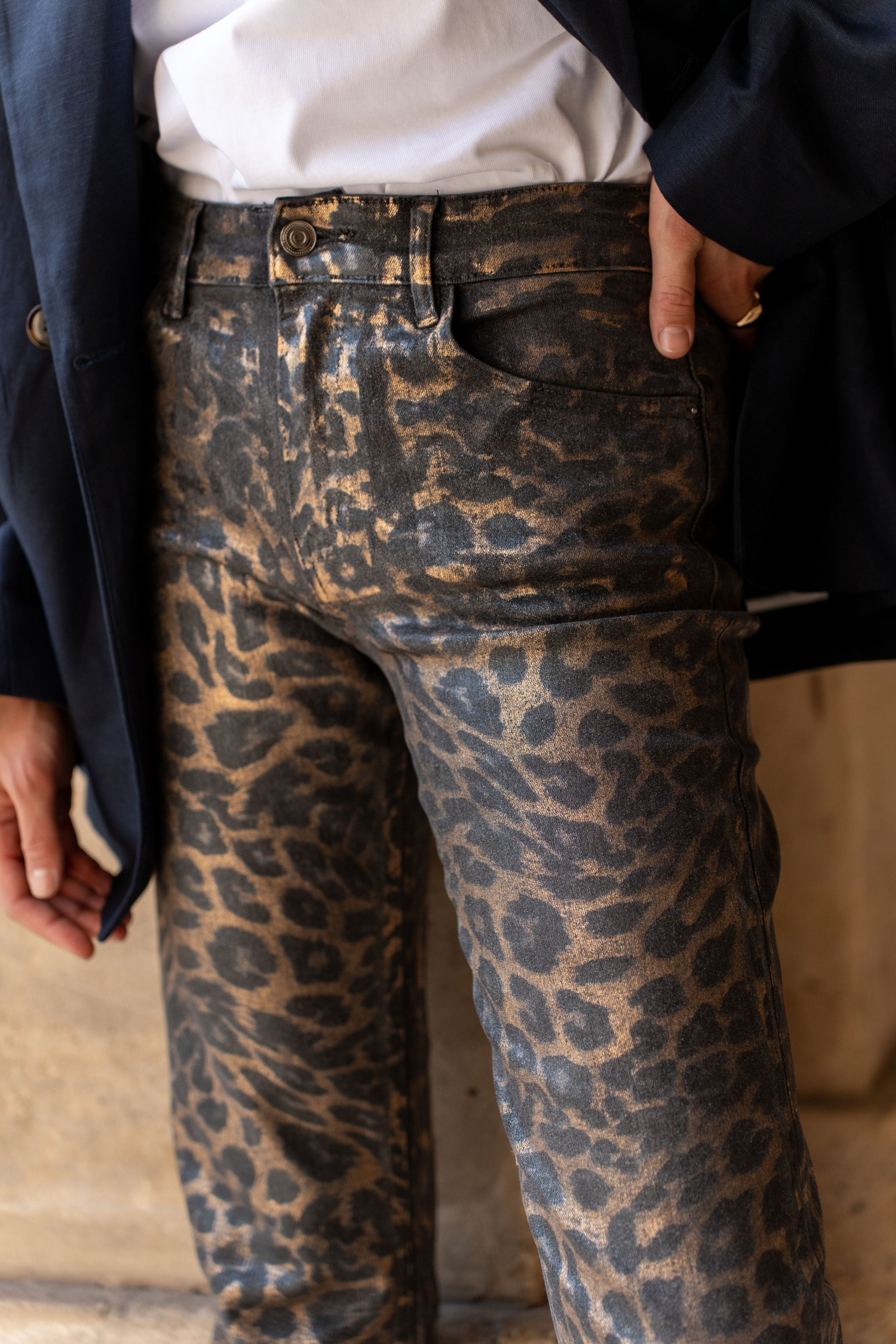 Wholesaler ONADO (Maison Onado) - Shiny Coated Leopard Pants
