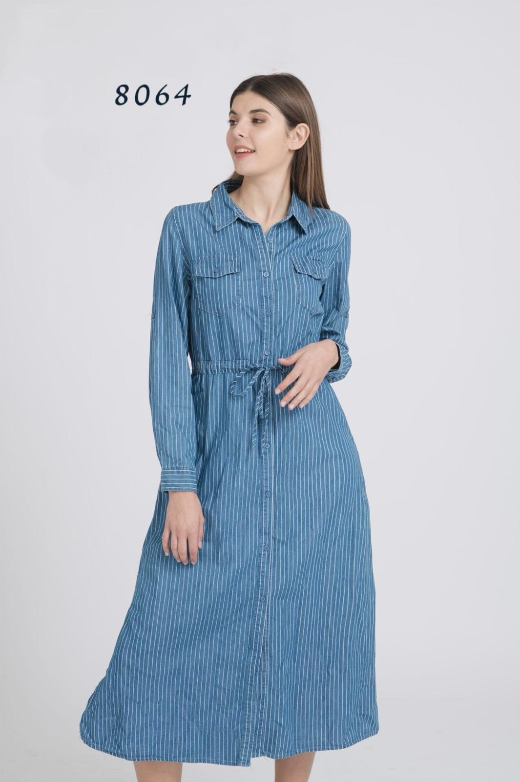 Wholesaler OOKA - Striped jeans dress