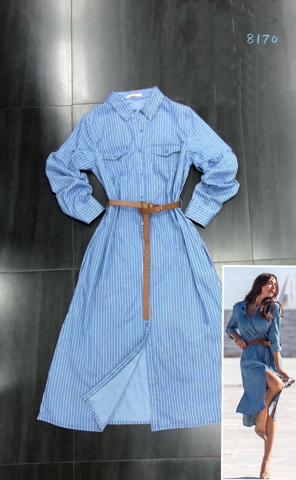 Wholesaler OOKA - Striped jeans dress