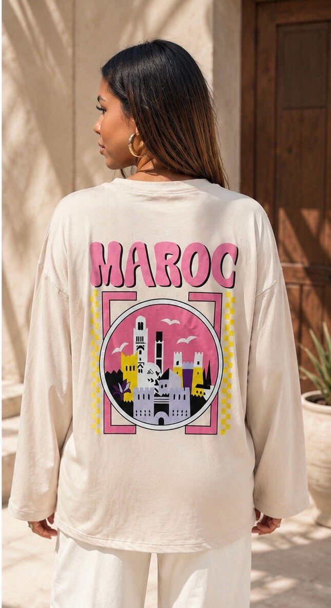 Grossiste OOKA - T-shirt manches longues imprimée MAROC