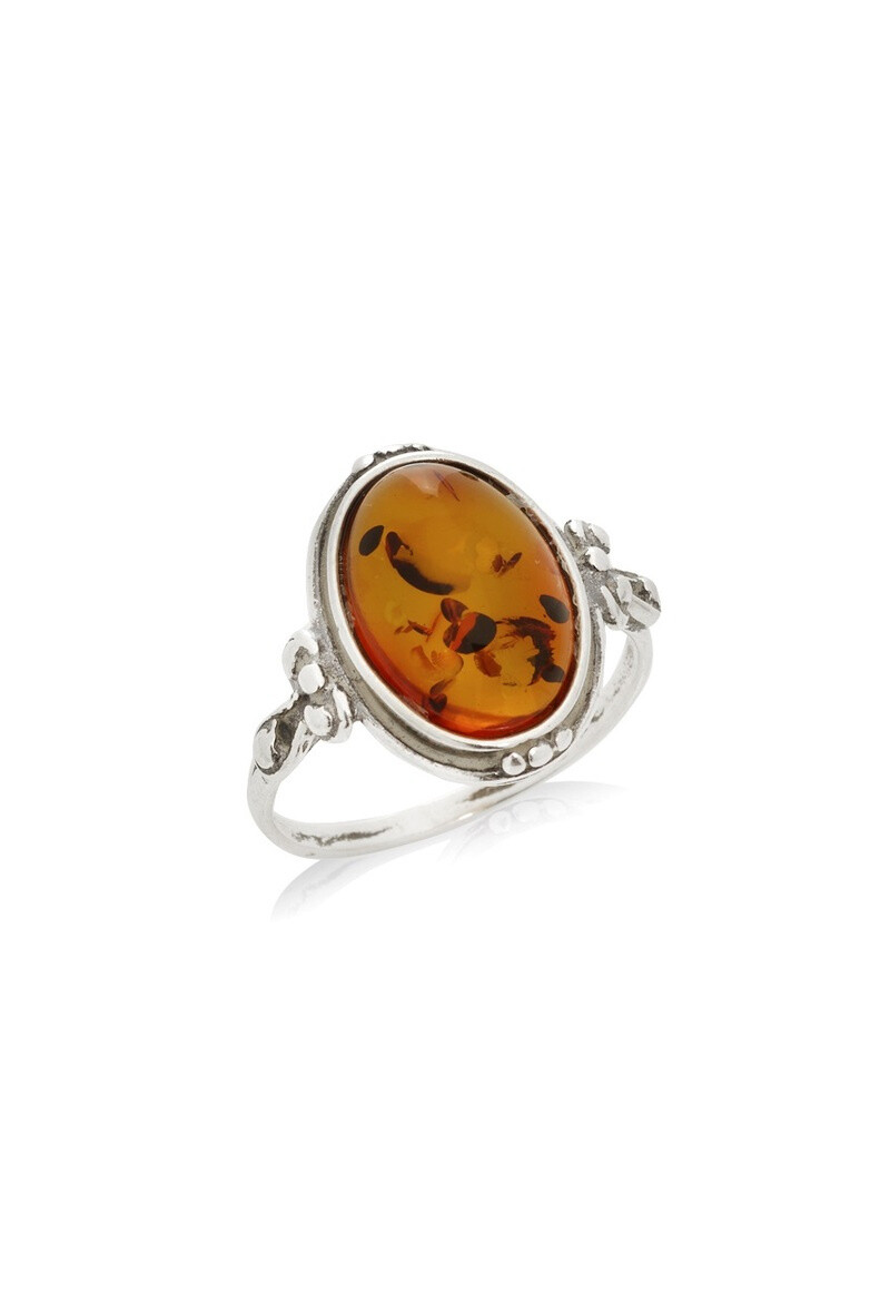 Wholesaler OPALOOK FRANCE - Ring with oval cognac amber, silver - gd -ba0080